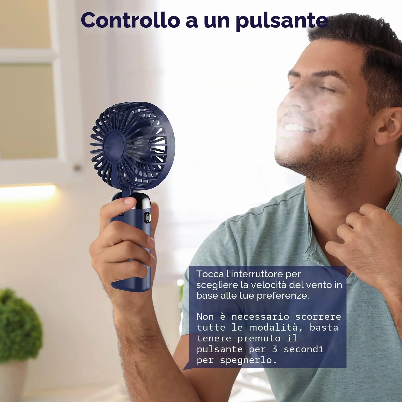 Ventilatore a mano, mini ventilatore portatile, ricaricabile, piccolo ventilatore tascabile con 5 livelli di velocità, batteria da 4200 mAh, ventilatore USB pieghevole per ufficio, all'aperto