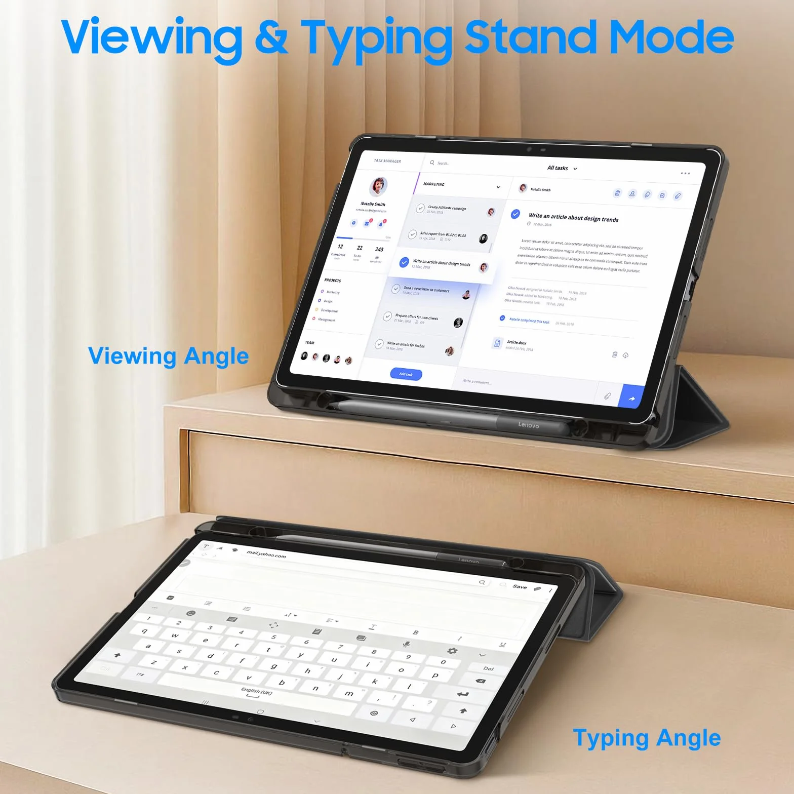 FINTIE Cover per Lenovo Idea Tab 11 Pollici 2025 TB-336ZU/TB-336FU Custodia Posteriore Opaca Traslucida con Portapenne Auto Sveglia/Sonno, Nero
