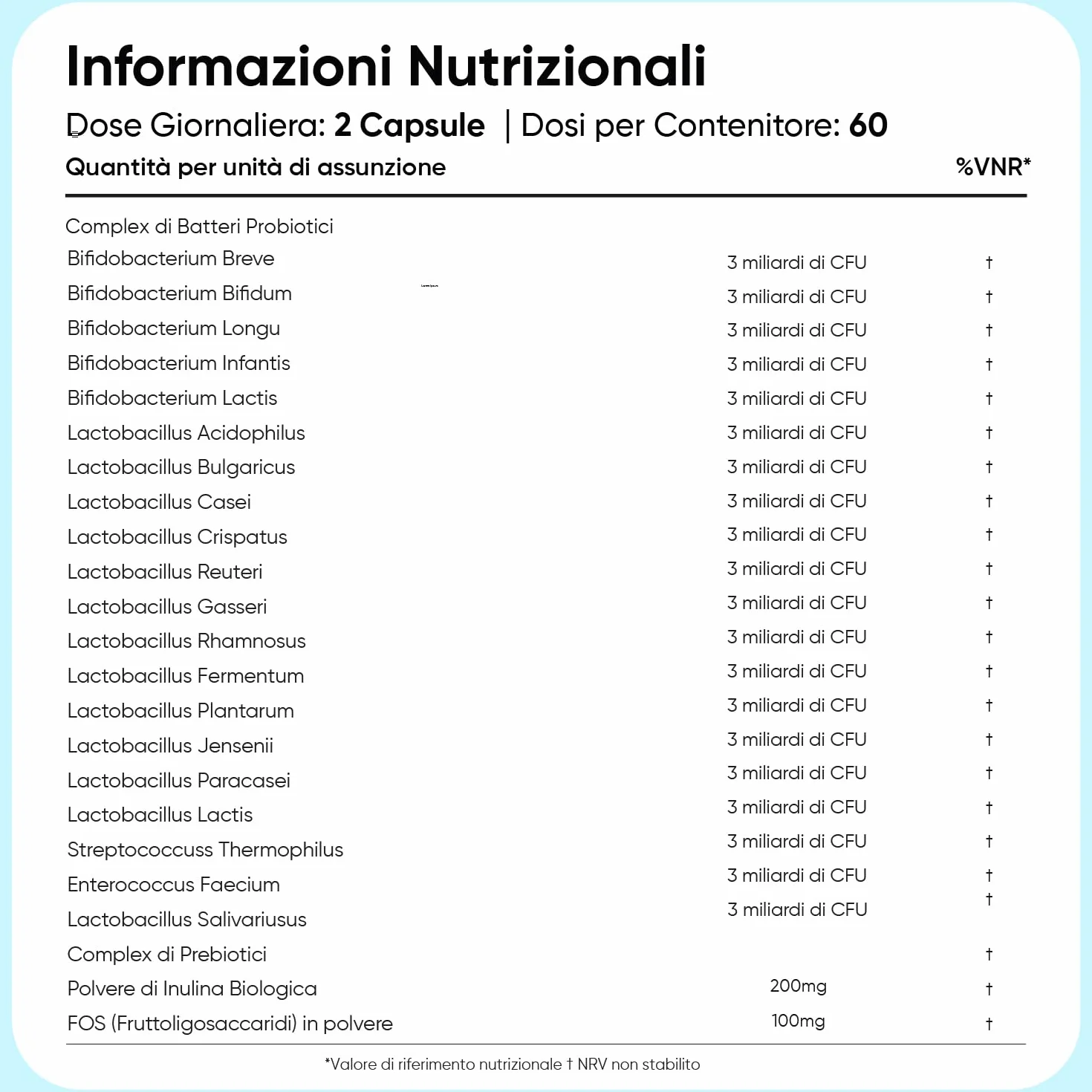 Probiotici Complex 120 Capsule 60 Miliardi CFU 20 Ceppi Lactobacillus Gasseri Rhamnosus Reuteri Bifidobacterium Longum