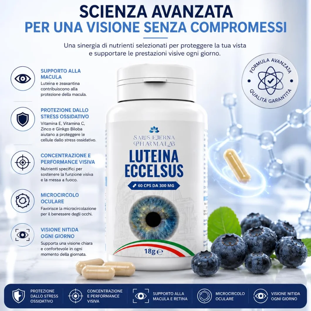 Salus Eterna Integratore Vista Luteina Zeaxantina 60 Capsule Ginkgo Vitamine Antiossidanti