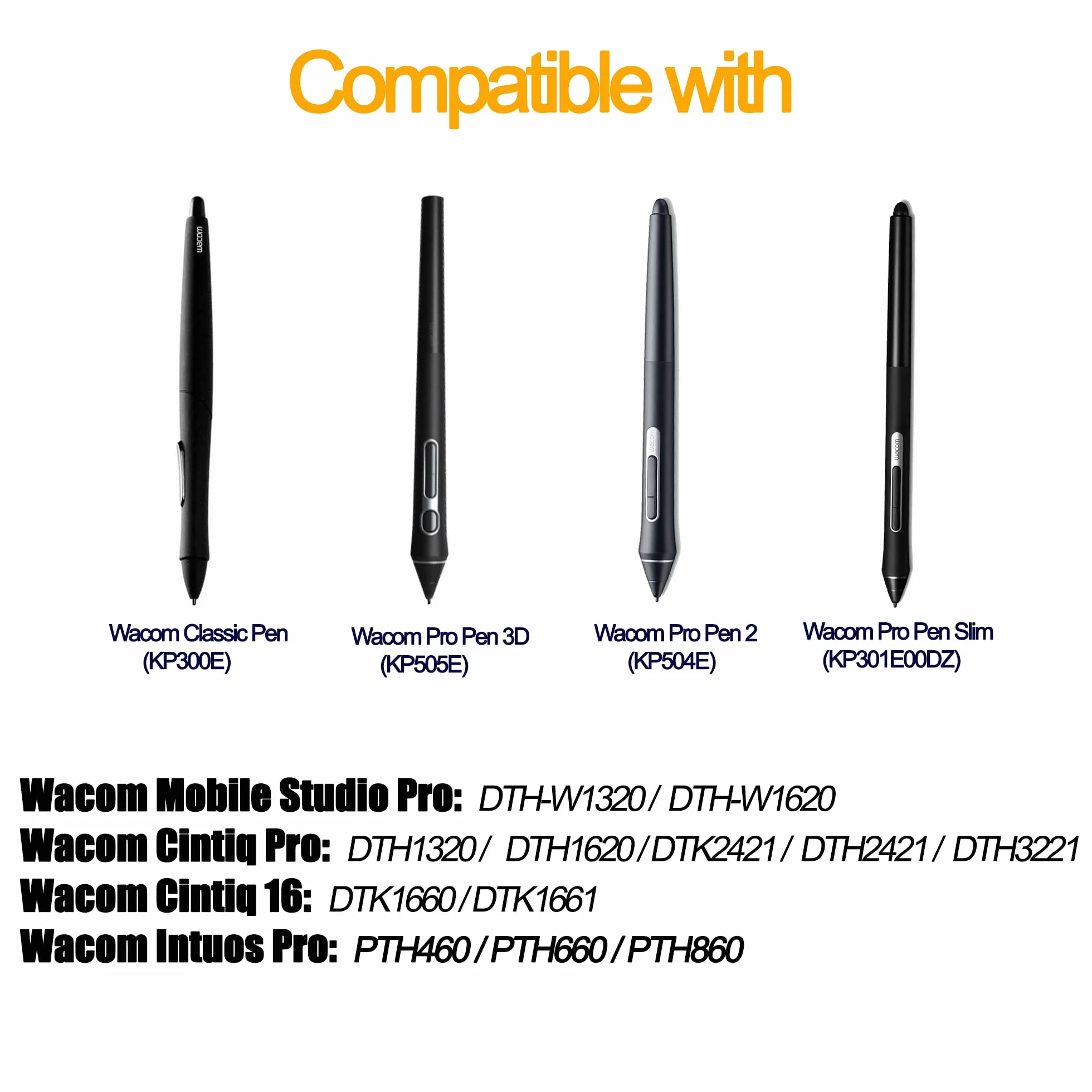[10 Pezzi] Punte di Ricambio per Wacom Pro Pen 2/Slim/3D&Classic, Mobile Studio, Cintiq Pro DTHW1320/1621/2421/3221&DTK2421, Cintiq 16(DTK1660/1661), Intuos