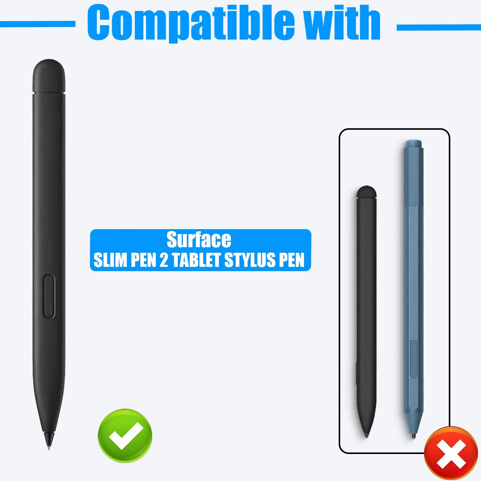 Penna sottile in acciaio inossidabile, 2 punte di ricambio, confezione da 2 compatibili con Microsoft Surface Slim Pen 2