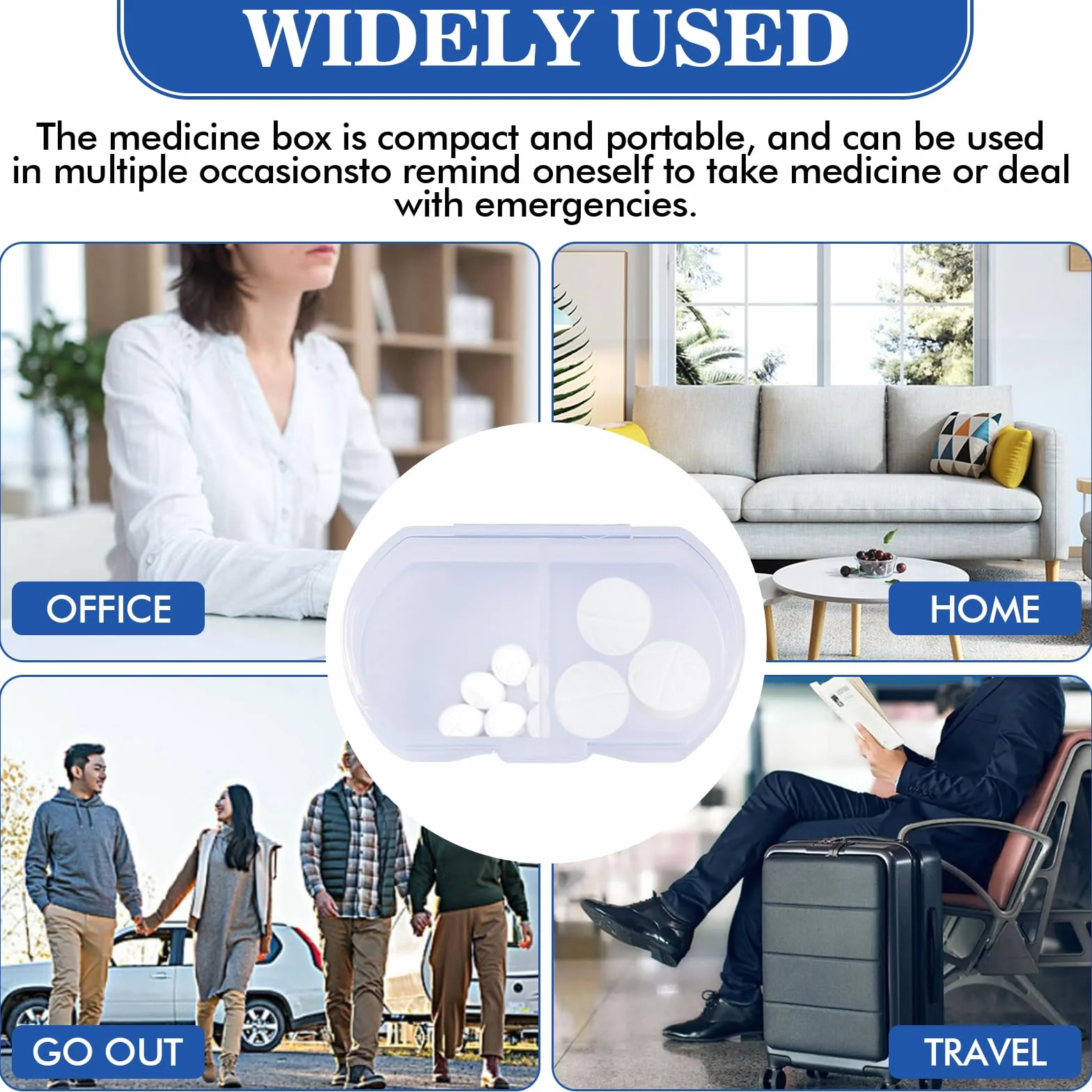 Portapillole per borsetta organizer da viaggio mini portatile mattina e sera