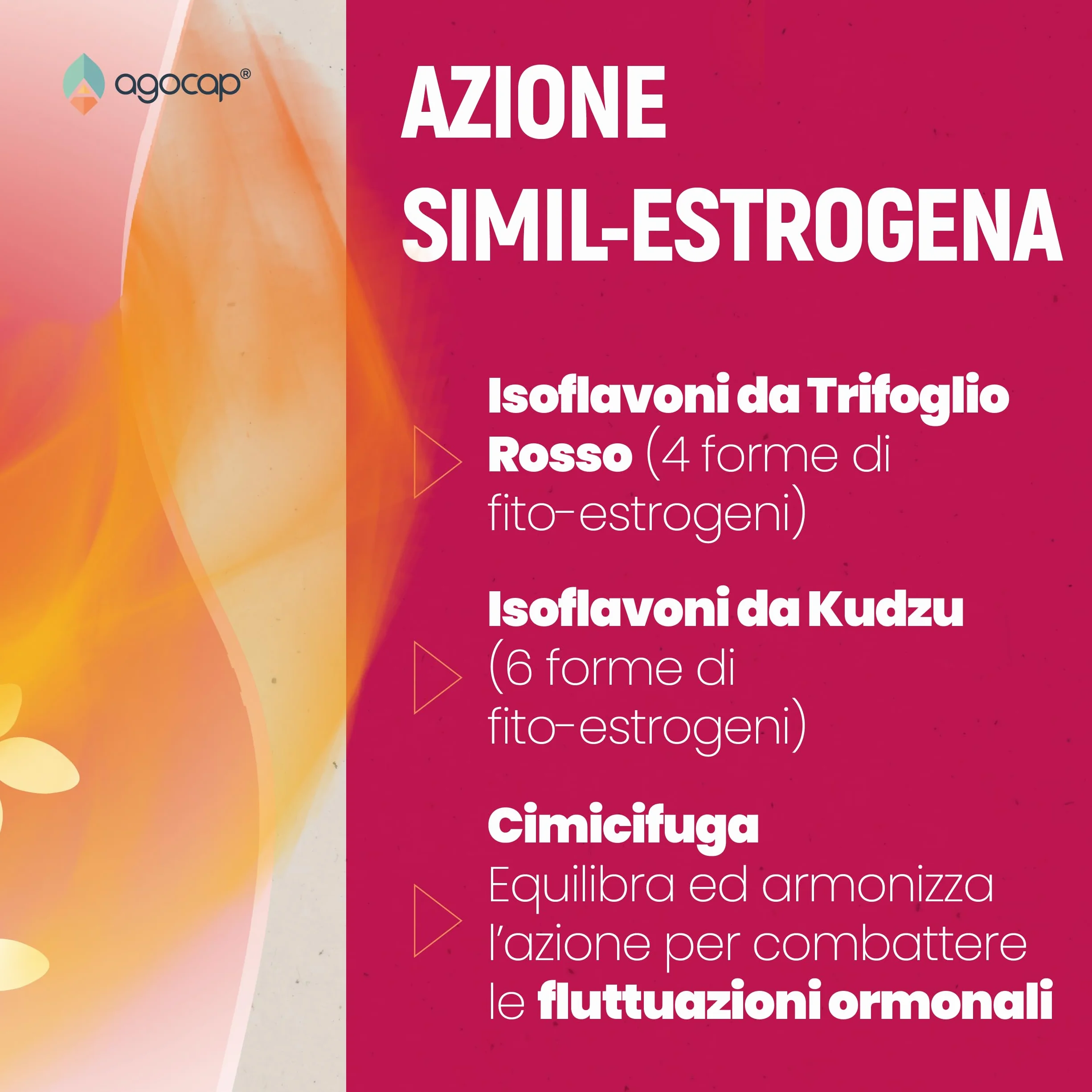 Agocap Isovamp integratore menopausa Trifoglio Rosso Cimicifuga vampate calore sbalzi umore