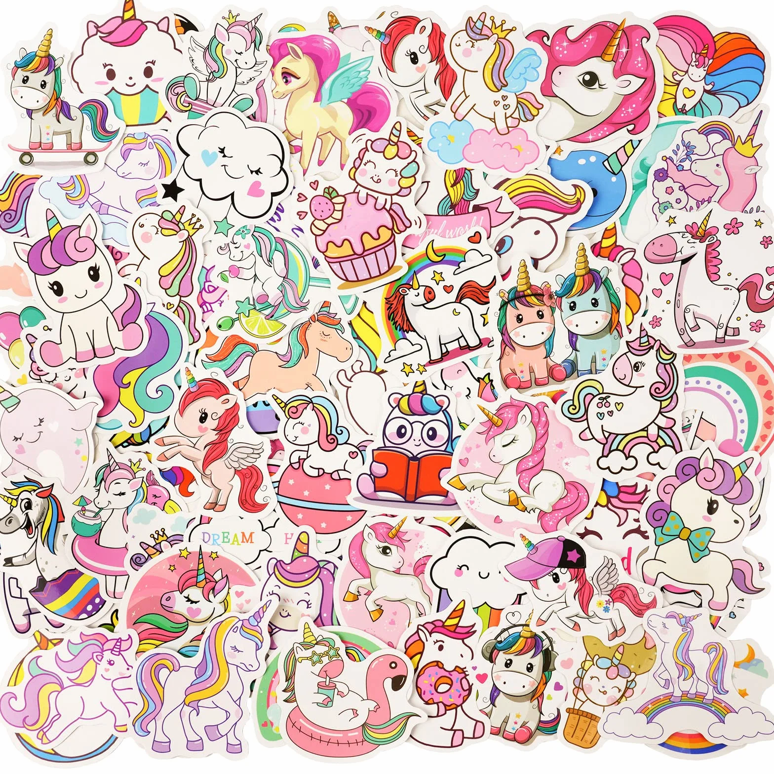 Adesivi per Bambini Unicorno in Vinile Impermeabili Set Personalizzati per Auto Laptop Skateboard Chitarra Cellulare Regalo
