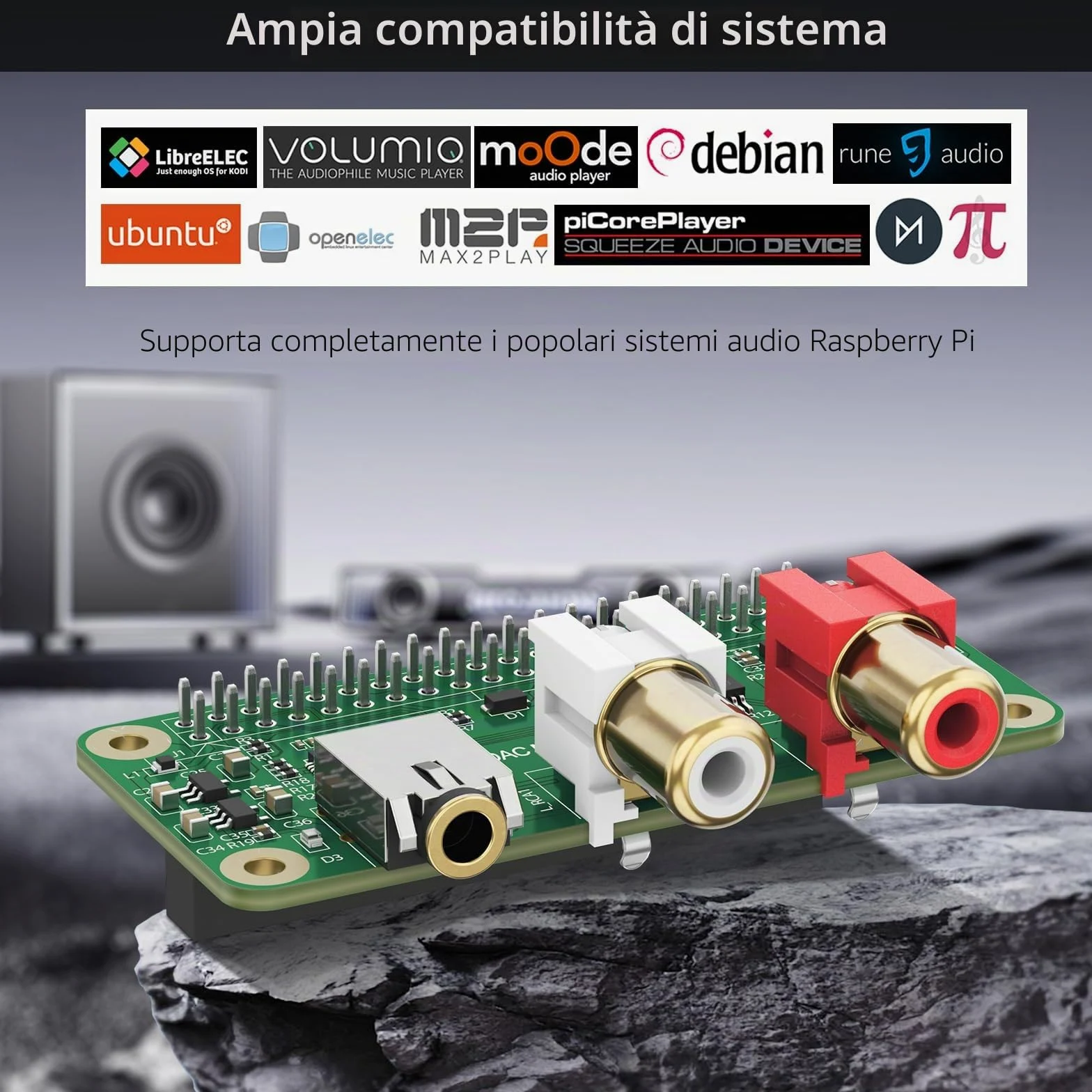 InnoMaker DAC Mini Hat Scheda Audio PCM5122 per Raspberry Pi 5/4/3B+/Zero 2W, Shield Audio HiFi 384kHz/32bit con Uscita RCA e 3.5mm