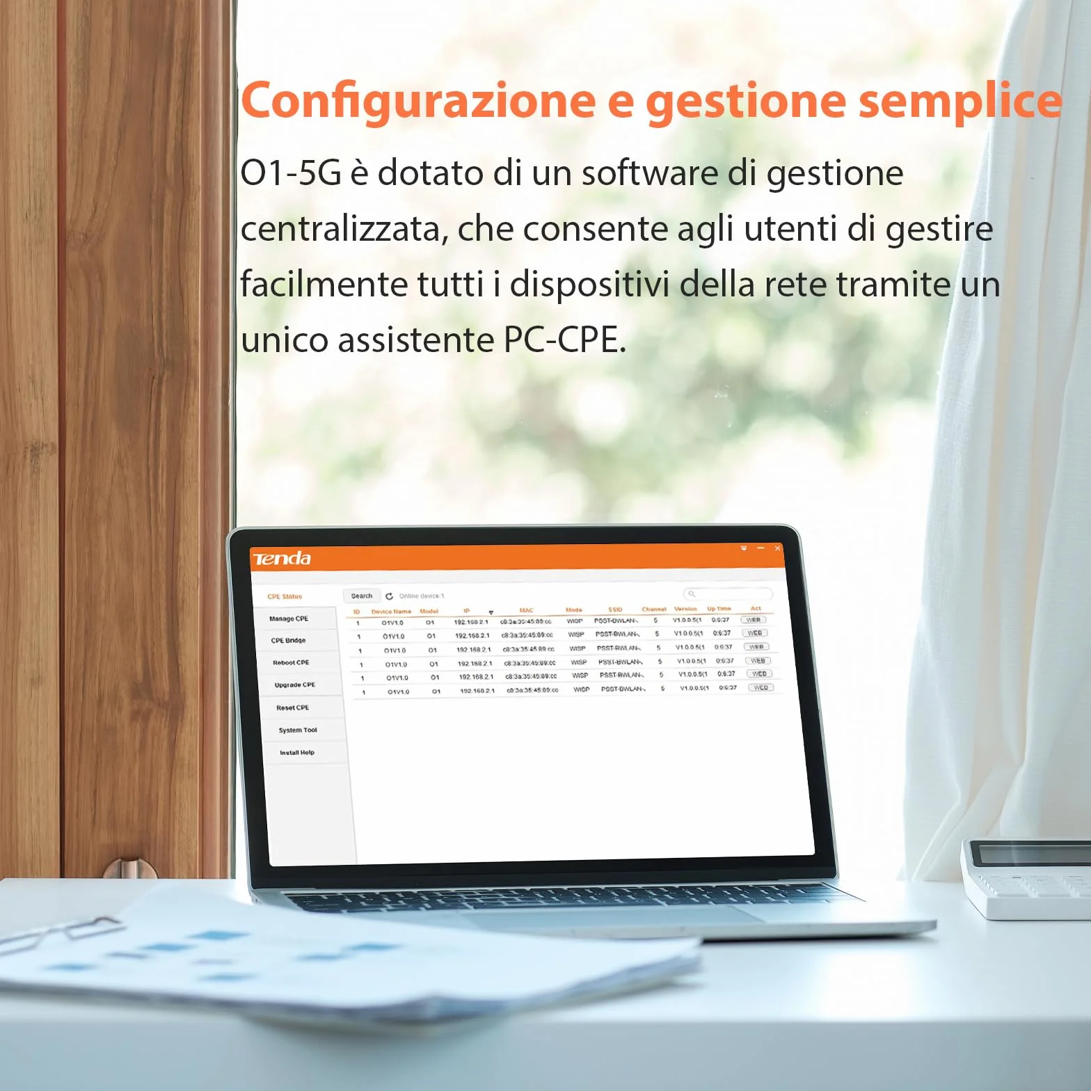 Tenda O1-5G Ponte WiFi Esterno Access Point (867 Mbps / 5GHz, antenna direzionale 9dBi, PoE passivo, gestione centrale, portata 1 km, impermeabile IP65) (Confezione da 2)
