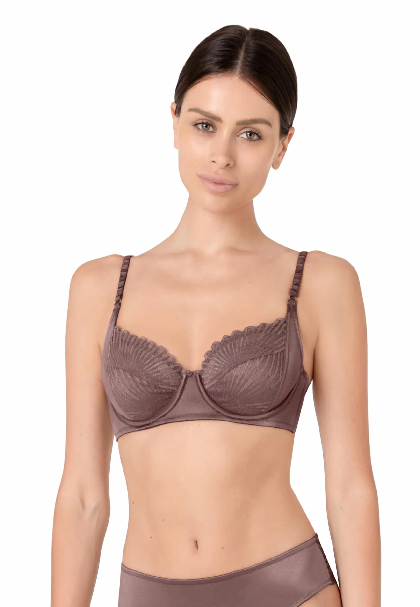 Lovable Blowball Lacy Micro Donna Reggiseno Balconcino con Ferretto e Coppe Taglio a 2 in Pizzo e Microfibra, Nocciola 36C