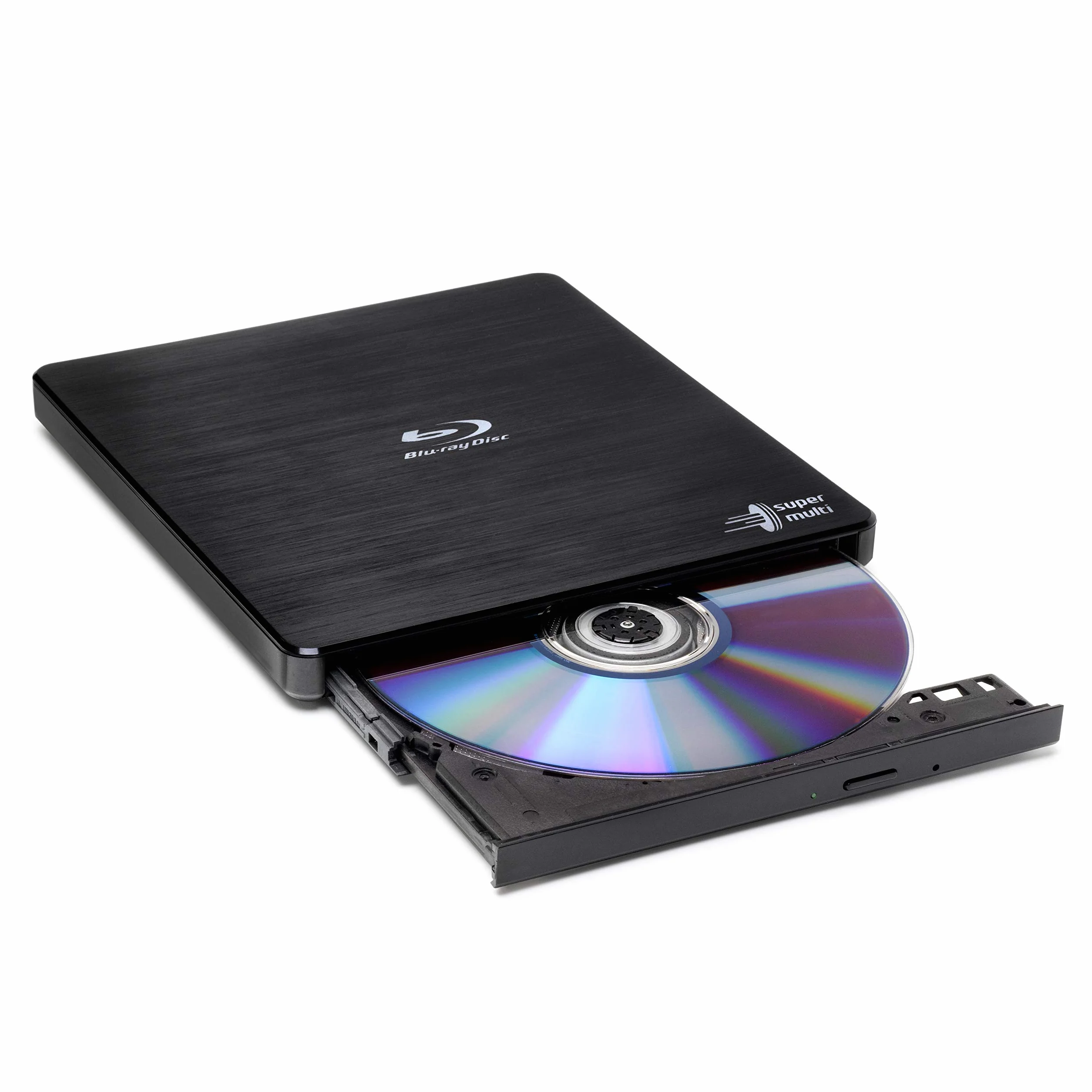Hitachi-LG BP55 External Blu-Ray Drive, USB 2.0 Slim Portable Player/Rewriter for Laptop, Desktop PC, Windows 11 Compatible, with TV Connectivity, 3D Playback, 8x Read/Write Speed - Black