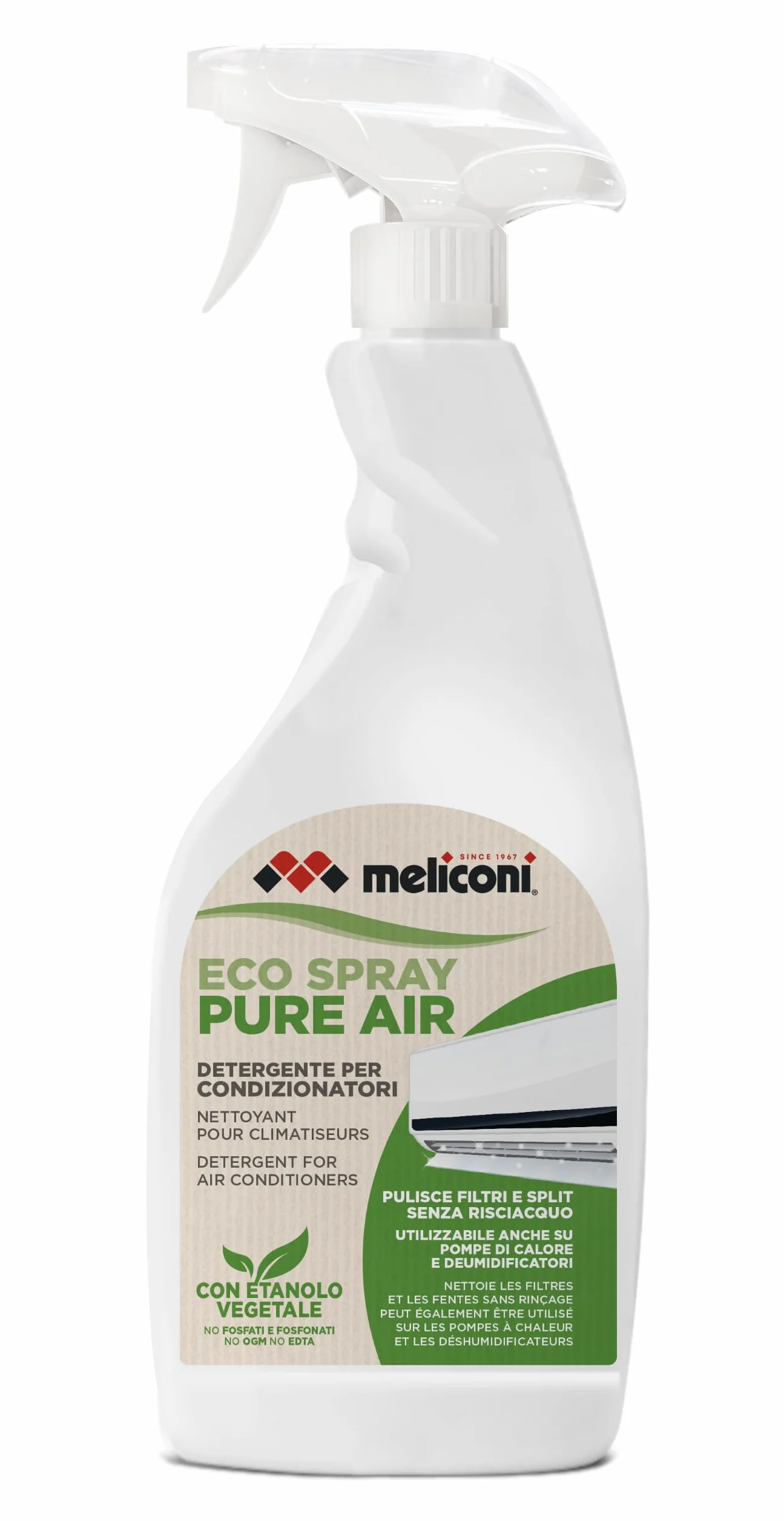 Meliconi Eco Spray Pure Air Spray detergente per condizionatori naturale elimina polvere batteri deumidificatori pompe di calore