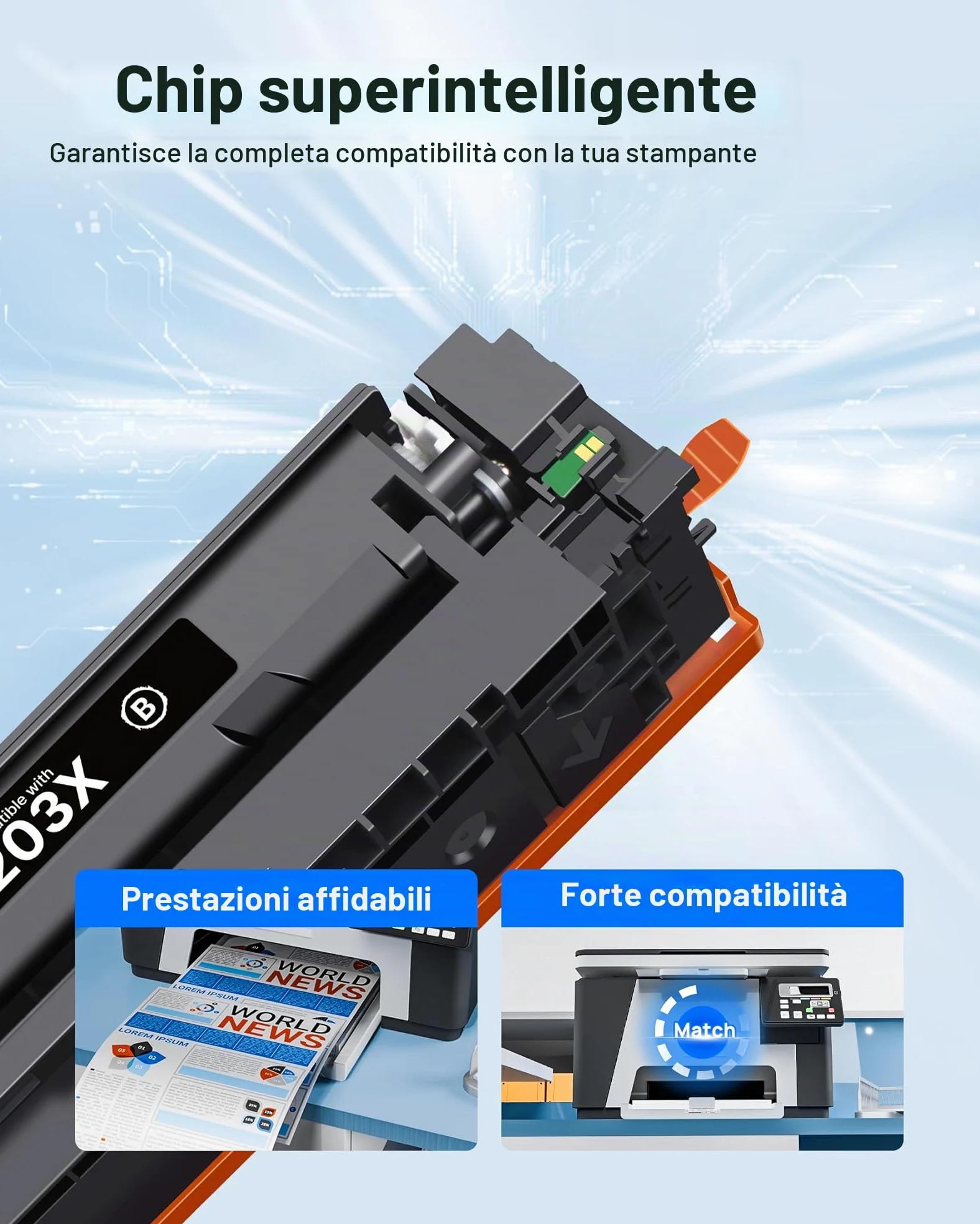 GPC Image 203X Nero Cartucce di Toner Compatibile per HP 203X 203A CF540X CF540A per toner HP Color Laserjet Pro MFP M281fdw M281fdn M281cdw M280nw M254dw M254nw M254dn (Nero, 2-Pack)