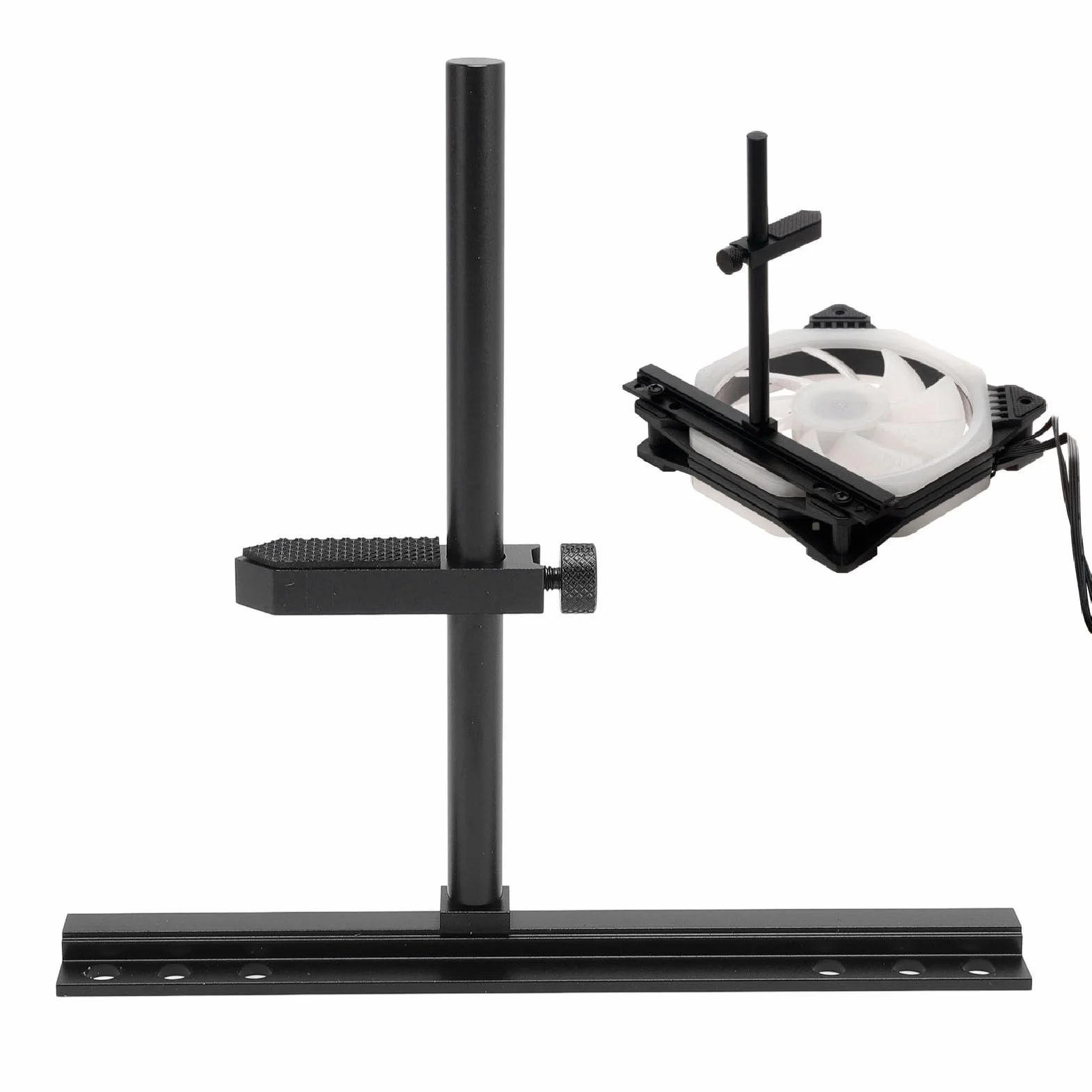 ASHATA Supporto GPU per Scheda Grafica - Supporto Regolabile per Scheda Video, Supporto per GPU in Lega di Alluminio, Ventola da 9 cm, 12 cm, 14 cm, per Case ITX MATX ATX (Nero)