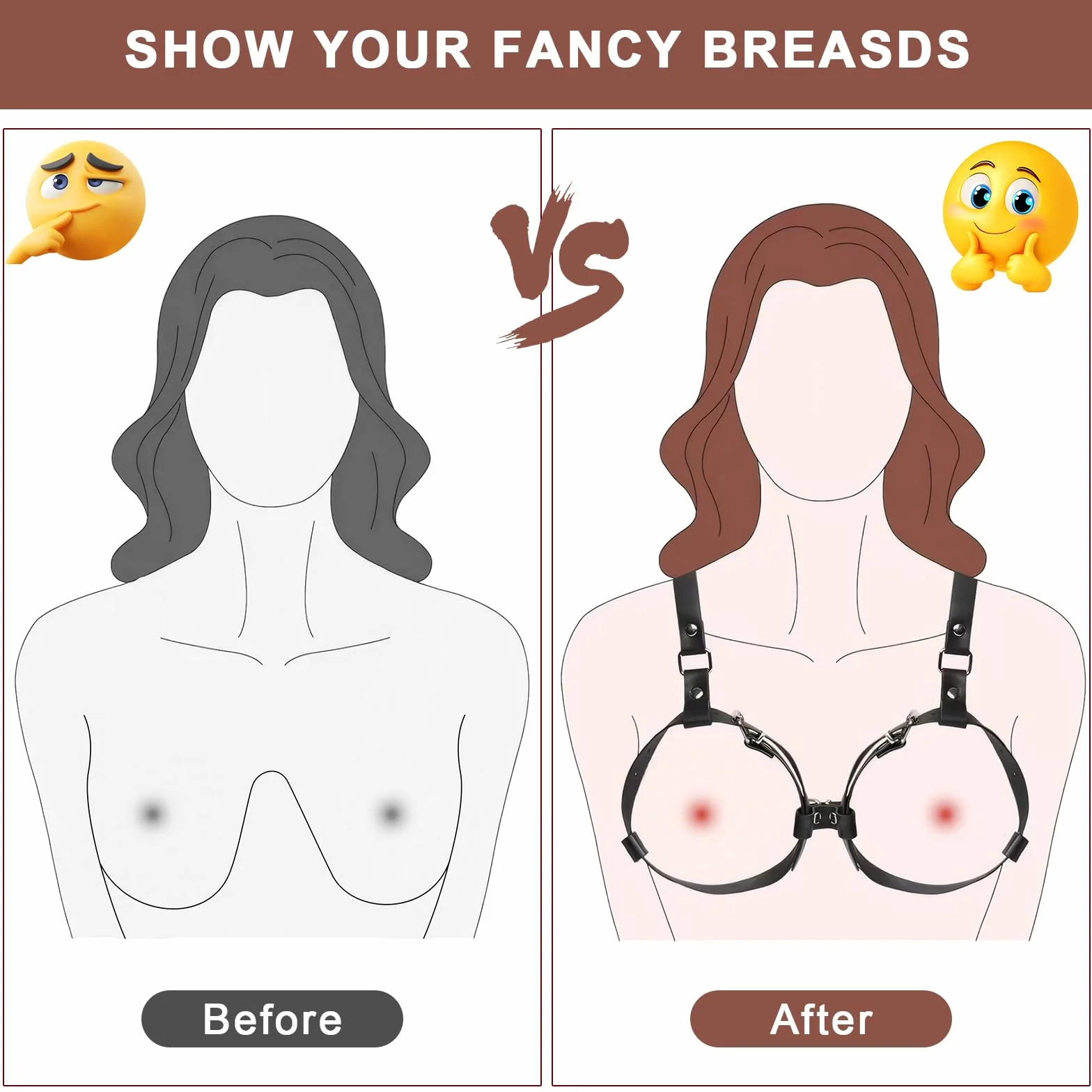 Kit Bondage Sex Toys, Donne Nero Cinturino in Pelle Lingerie Corpo Imbracatura Reggiseno, Bdsm Sex Toys per Giochi Sexy, Regolabile Sexy in Pelle per Feste Di, Camere da Letto, Notti in Lingerie