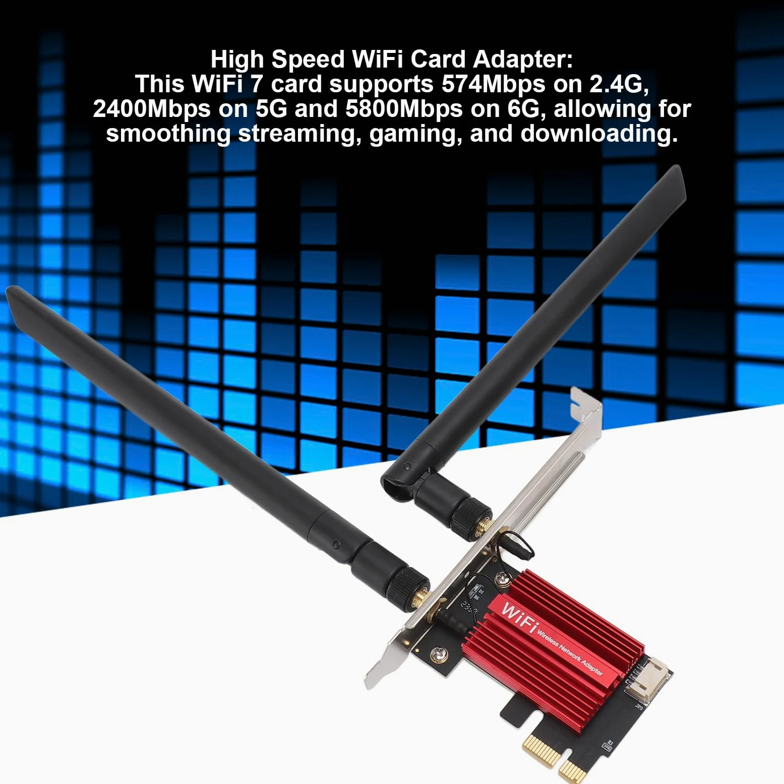 Cryfokt Scheda WiFi 7, Scheda di Rete 574Mbps 2.4G 2400Mbps 5G 5800Mbps 6G BE200NGW con MU MIMO Bluetooth 5.4 WPA4, per PC Desktop 10 11 OS