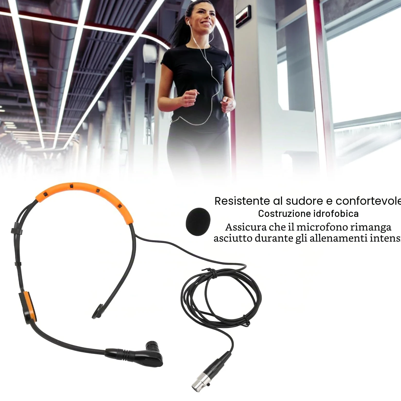 Microfono Ad Archetto per Wireless Shure PGA31 SM31 SM35, Microfono a Condensatore con Cuffia, con Connettore TQG, Resistente Alle Intemperie (YELLOW)