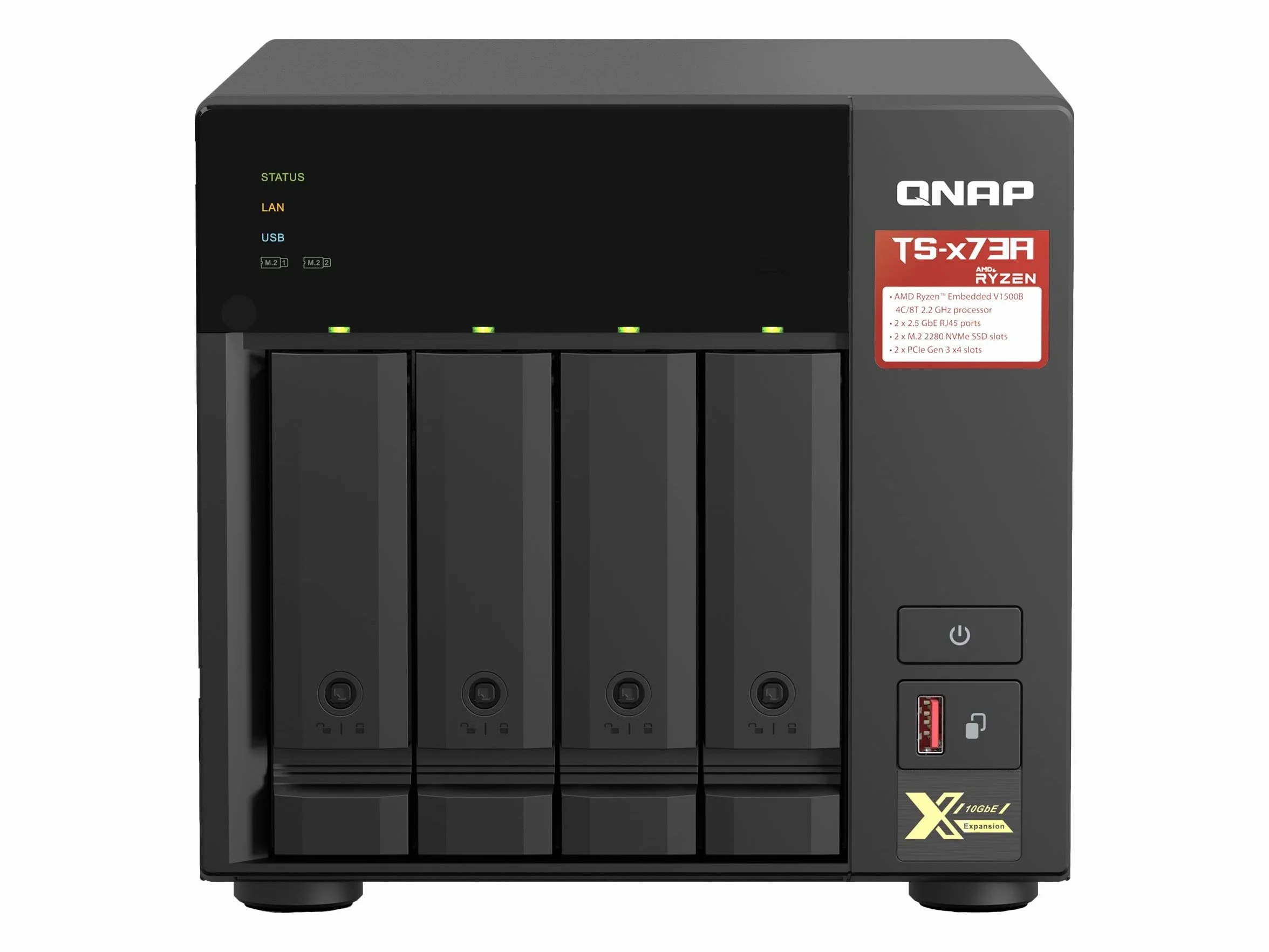 QNAP TS-473A NAS Tower Ryzen Embedded V1500B 8 GB DDR4 Nero