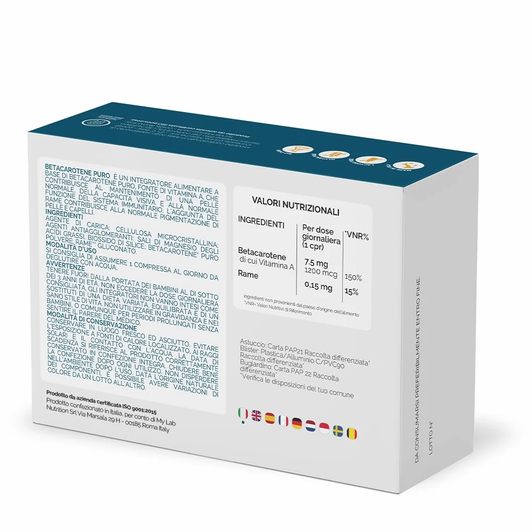 Nutracle Betacarotene 160 compresse Integratore Beta-Carotene Rame Abbronzatura Forte Vista Alta Concentrazione Pro Vitamina A