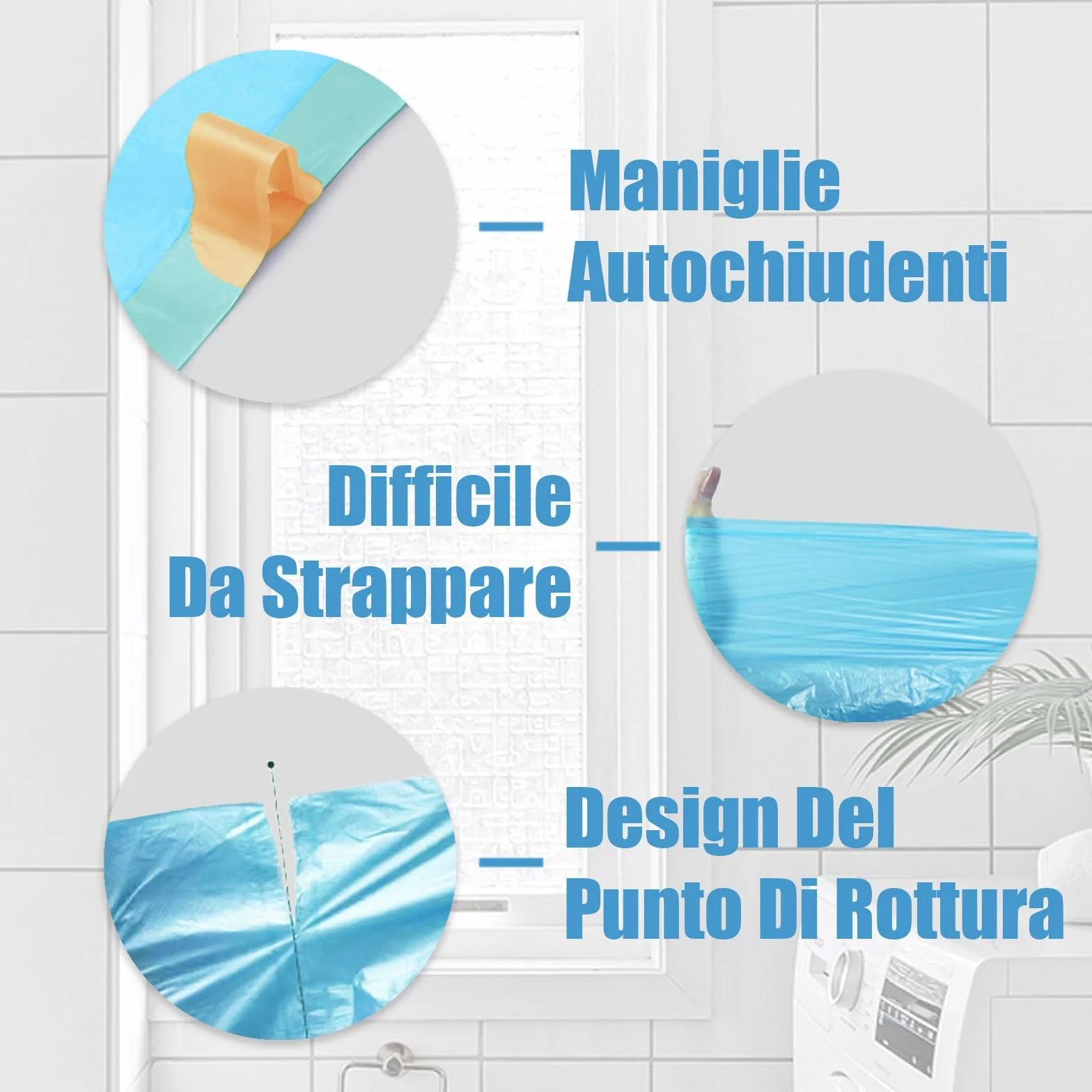 HW Sacchetti Spazzatura 55x65CM 50L 4 Rotoli 60 Pezzi Riciclabile per Raccolta Differenziata (BLU)