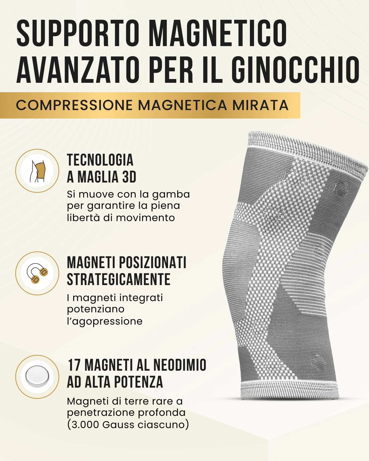 MagnetRX Magnetoterapia Ginocchio Ginocchiera Magnetica Terapeutica Confezione da 2 Taglia L