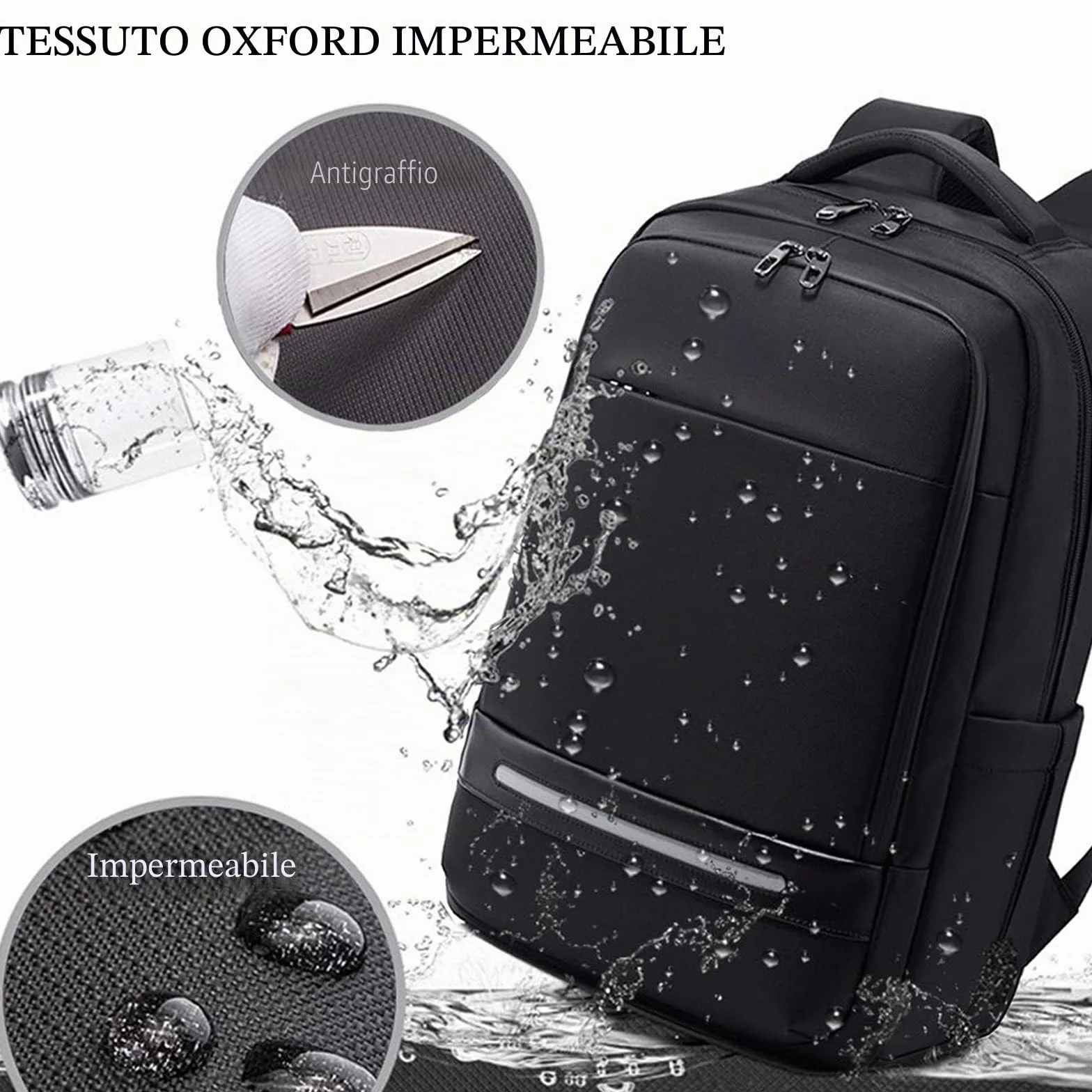 Zaino per computer portatile da 17 pollici di grande capacità da uomo impermeabile antifurto Zaino per PC portatile con USB Charging Port Zaino funzionale per viaggi d'affari college donna