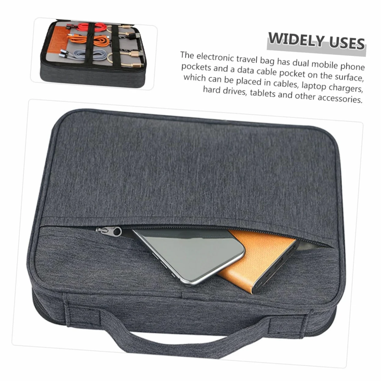 SOIMISS Borsa Porta Cavi Doppio Custodia per Dispositivi Elettronici e Digitali Organizer per Cavi Tasche per Cellulare e Tablet per Viaggio e Trasporto