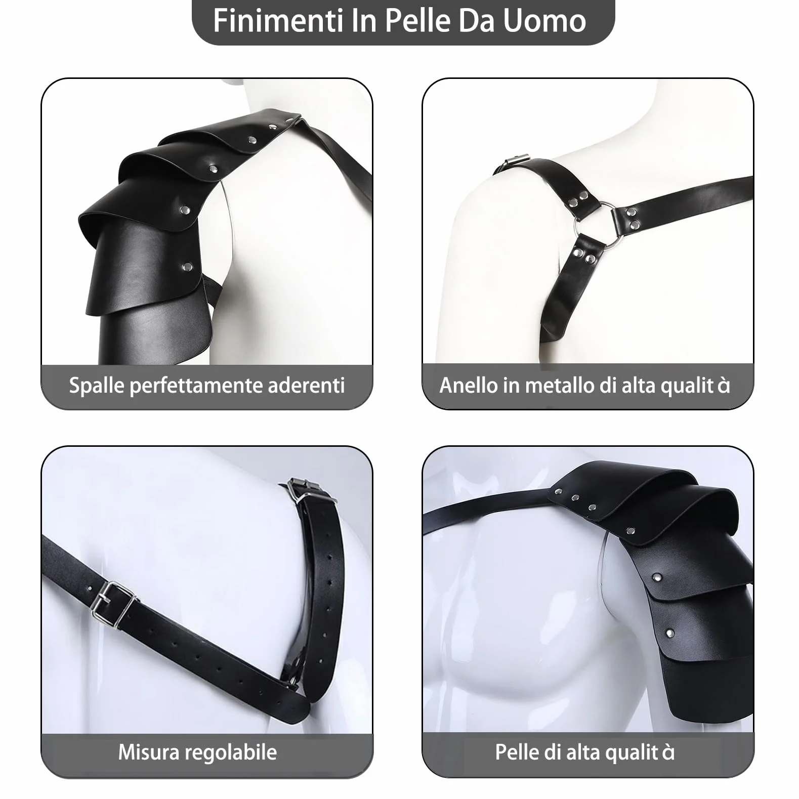 Gay Harness Uomo Imbracatura Pettorale Regolabile Punk Sexy Nero Pelle Body Chest Harness Cintura Spalla