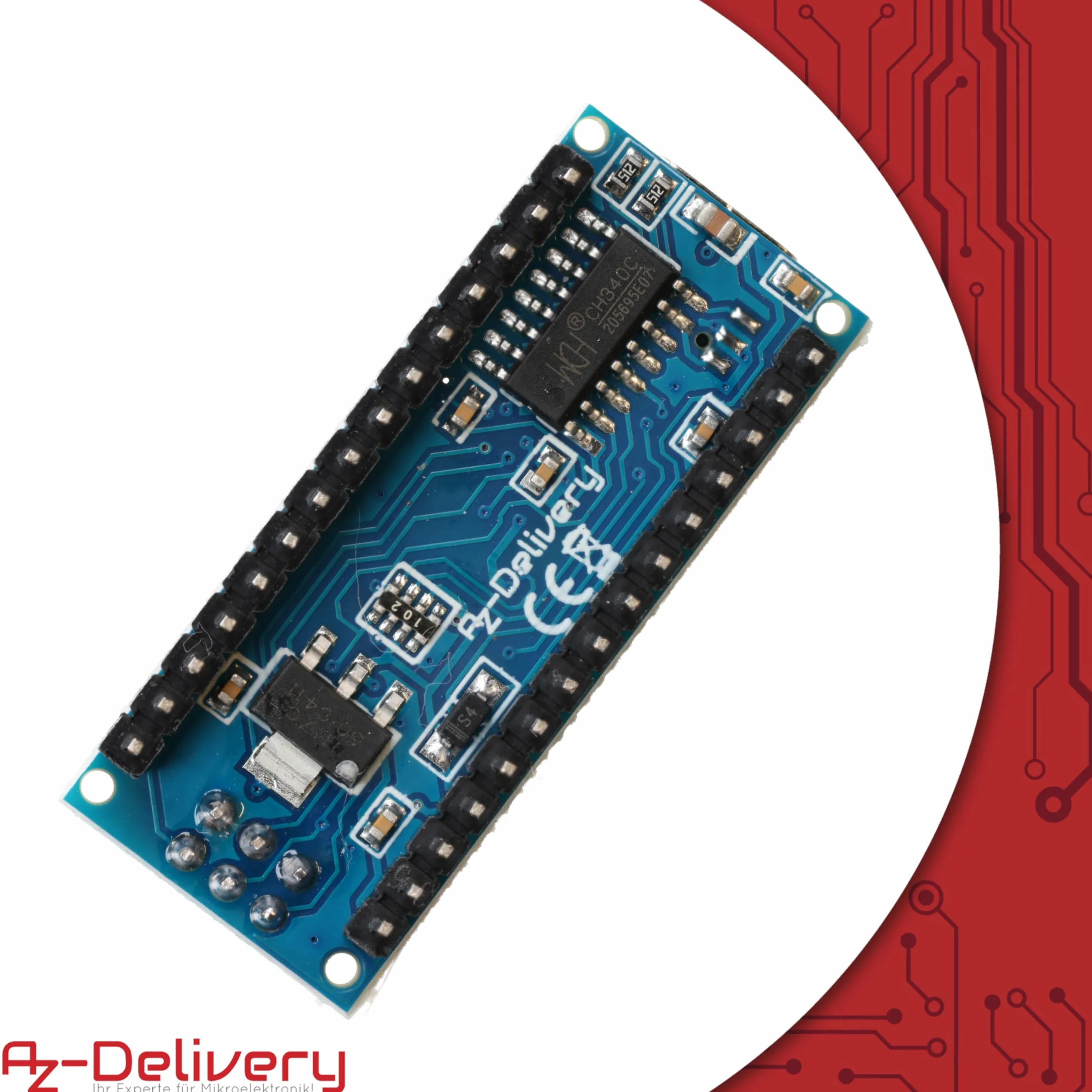 AZDelivery 5 x AZ-Nano V3 con connettore USB-C con Atmega328 CH340 già saldate, versione migliorata incluso e-book!