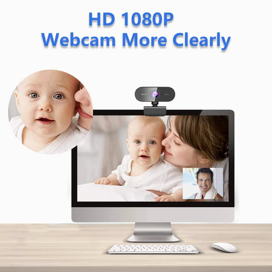 FWV Webcam streaming con microfono e anello luminoso 2K HD Web Cam con copertura, supporto per PC/MAC/laptop/desktop, webcam grandangolare per YouTube, Skype, Zoom, Xbox One, videochiamate, studio e