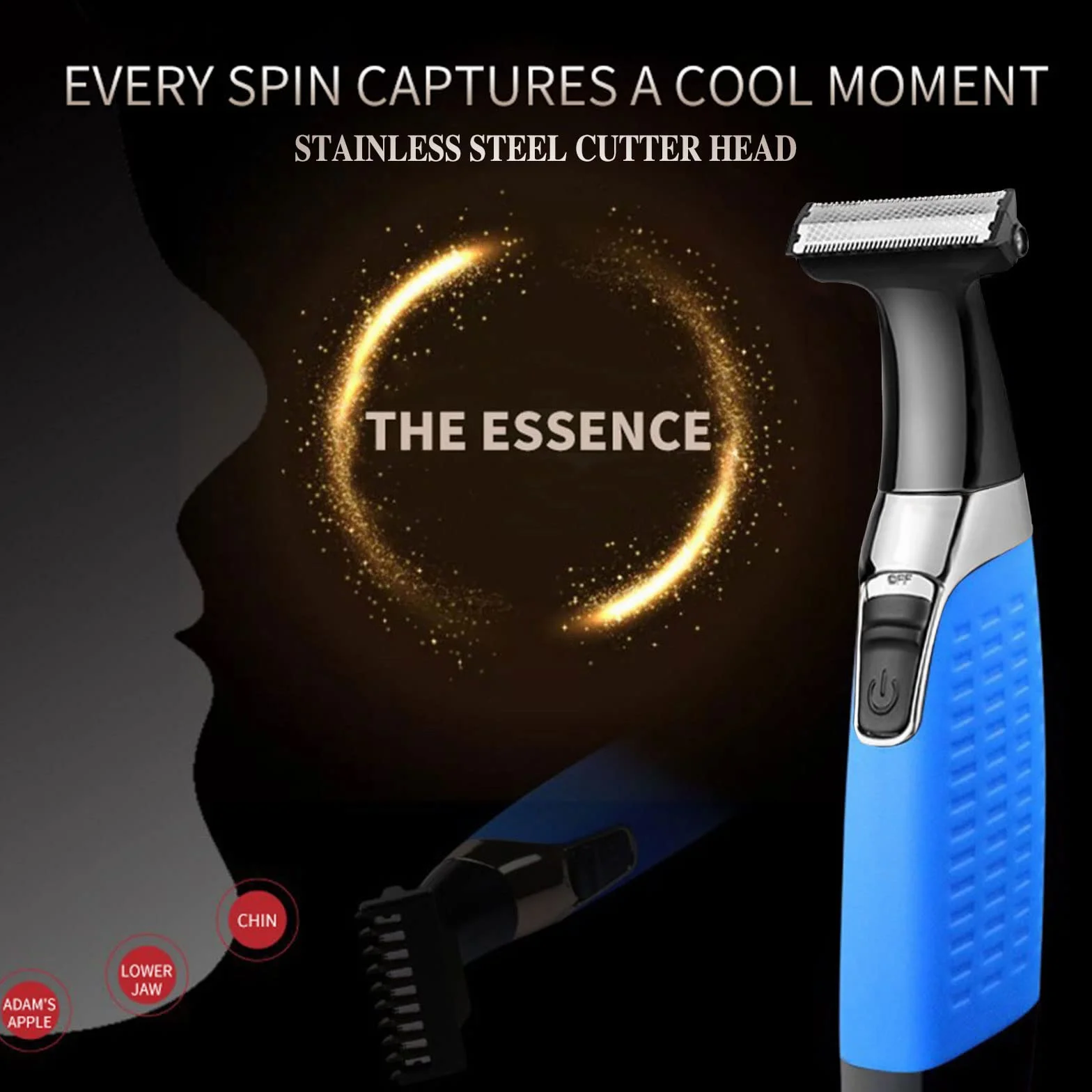 Rasoio elettrico impermeabile ricaricabile USB senza fili per barba viso sopracciglia uomo donna
