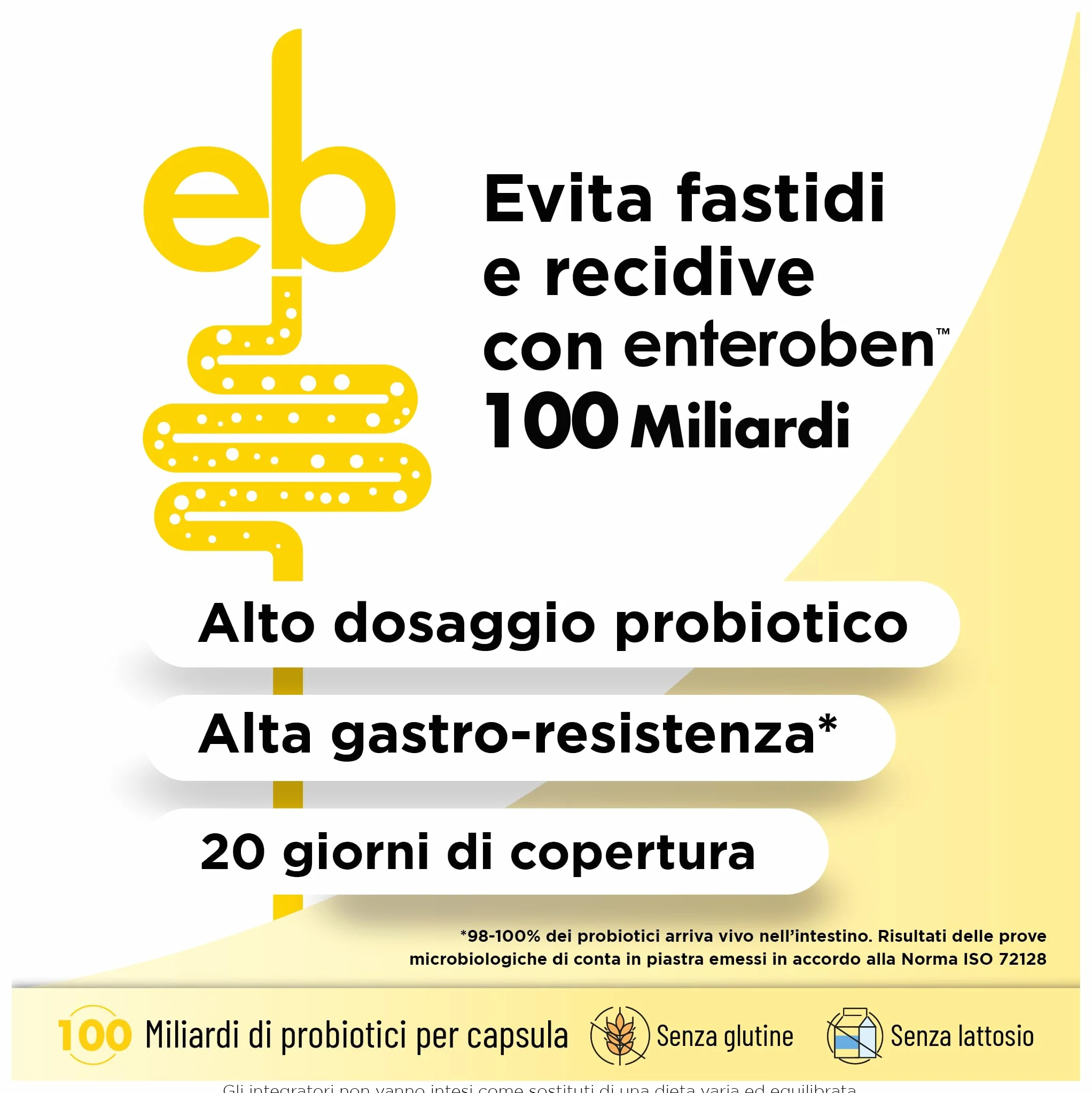 Integratore Alimentare Fermenti Lattici Probiotico 100 MLD 20 Capsule