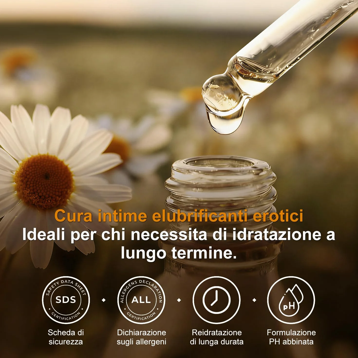 Lubrificante Ad Acqua Naturale Acido Ialuronico Camomilla Lenitivo Idratazione Duratura Pelli Sensibili 10Pcs