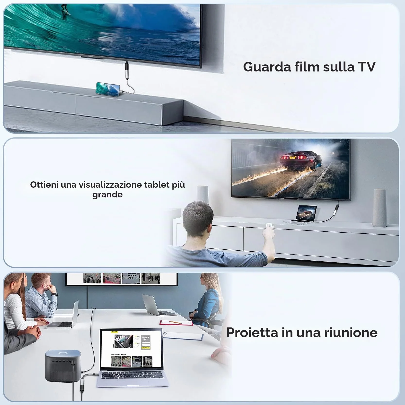 4K Adattatore USB C a HDMI, Adattatore USB C HDMI compatibile con Thunderbolt 3/4/iPhone 16Pro/16Pro Max/16/15, MacBook Pro/Air, Pixelbook,Samsung Galaxy S/Note, Dell XPS 15/13