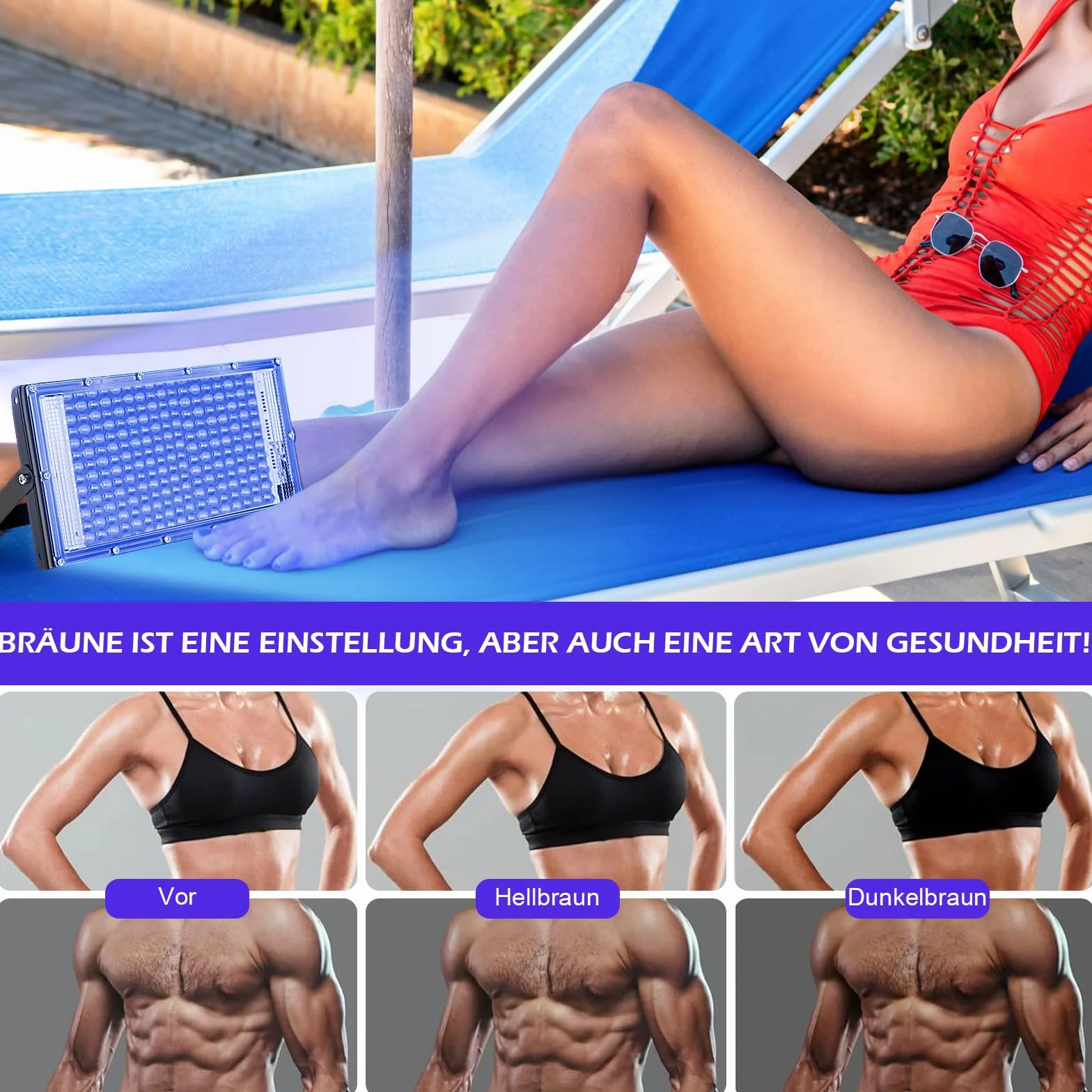 Solarium per la casa 15 W 144 LED USB portatile abbronzante viso corpo