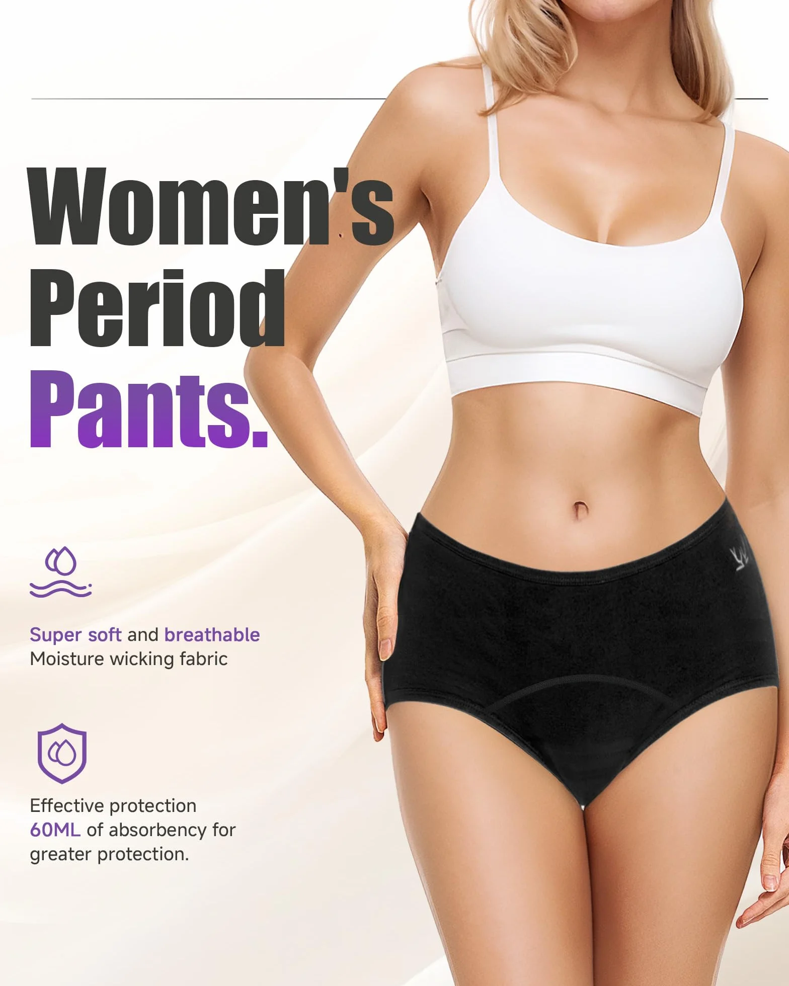 TANSTC Mutande Mestruali Donna Cotone 4 Strati Assorbenti Riutilizzabili 3 Pack