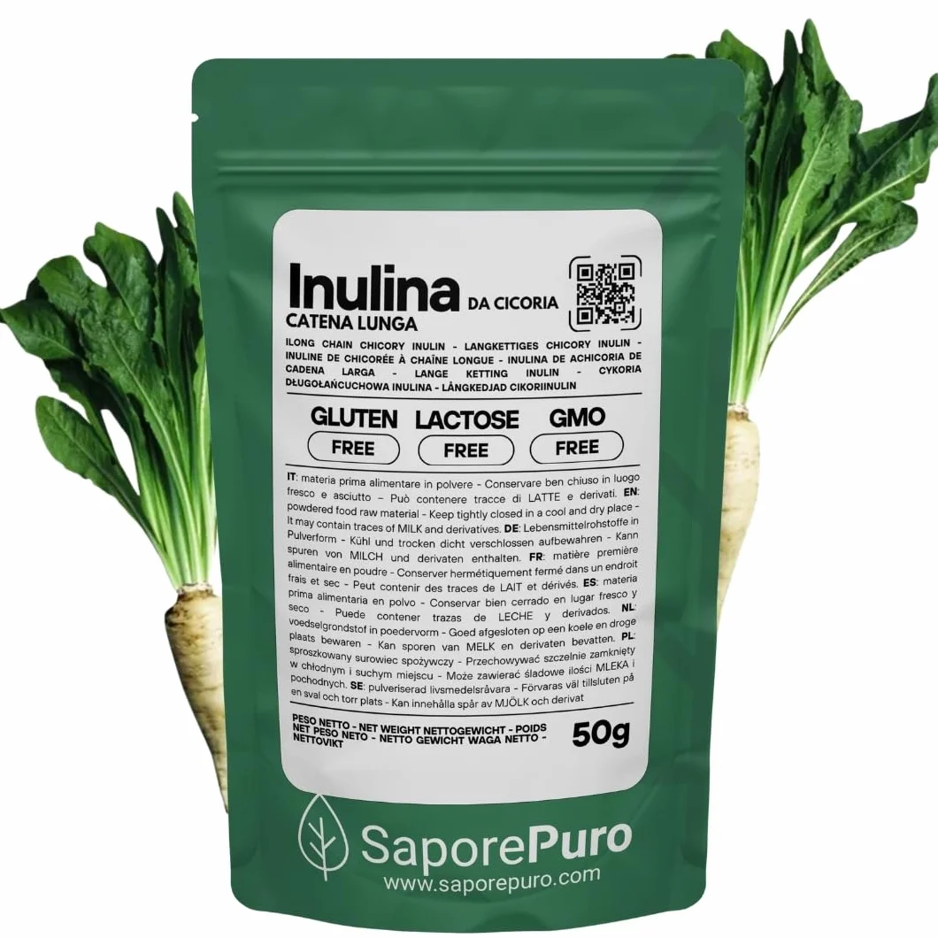 SaporePuro Inulina da cicoria 50 g - Fibra prebiotica CATENA LUNGA