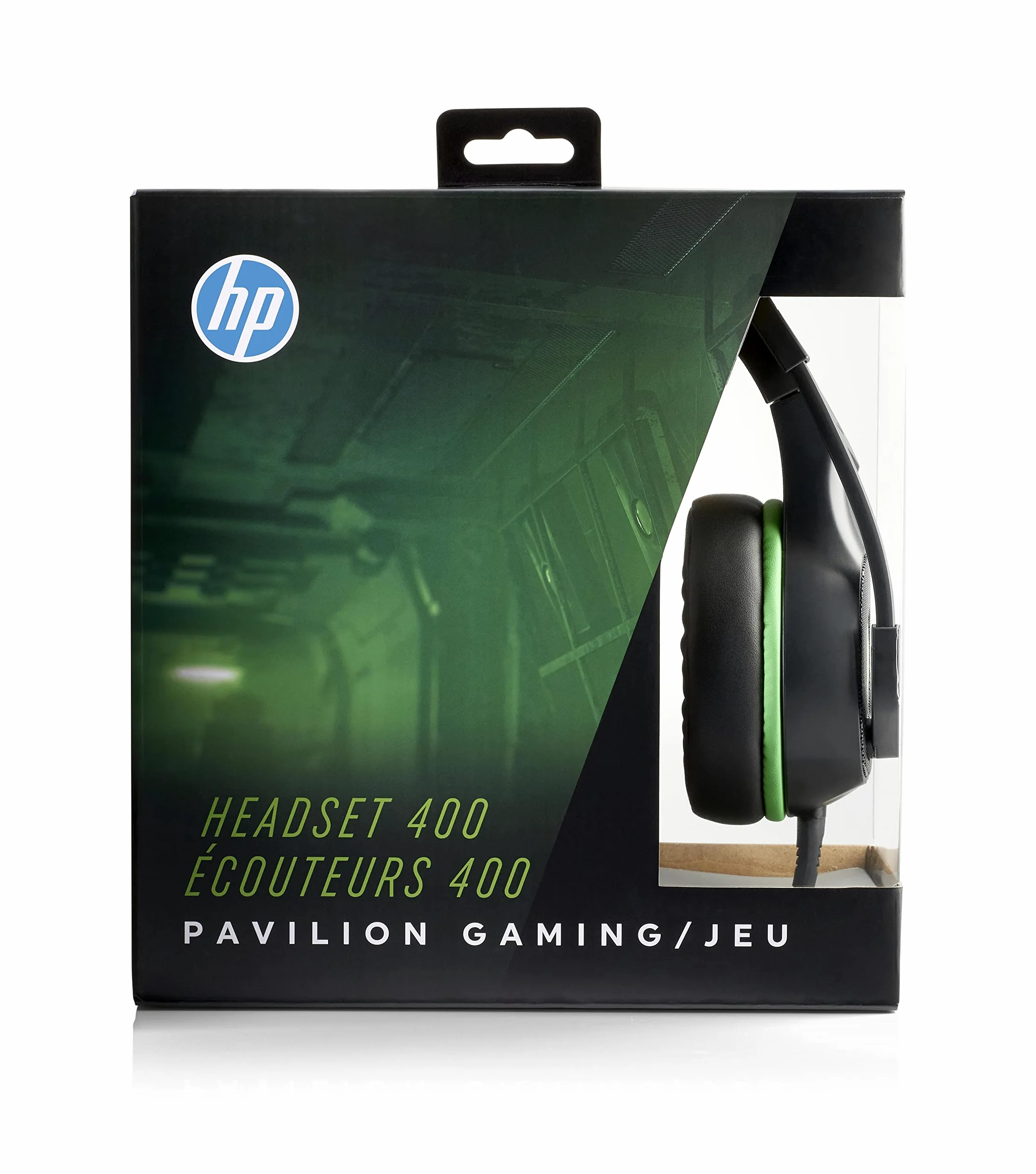 HP 400 Pavilion Gaming Cuffie, Comandi Integrati nel Cavo, Microfono Ripiegabile, Imbottitura in Finta Pelle Morbida su Auricolari e Base, Compatibile con PlayStation e Xbox, Nero/Verde