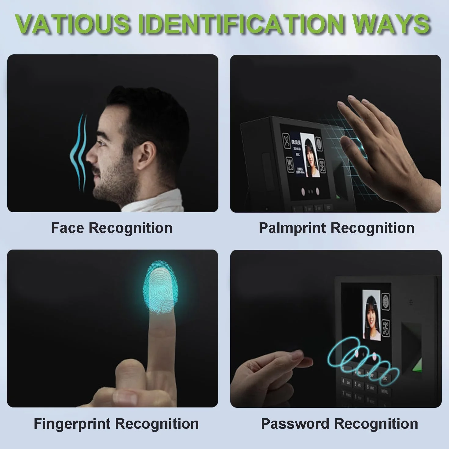 Rilevazione Presenze Intelligente per Piccole Imprese, Orologio Dipendenti Viso+Impronta Palmare+Impronte Digitali+Password, Display 2,8", 0 Canone Mensile