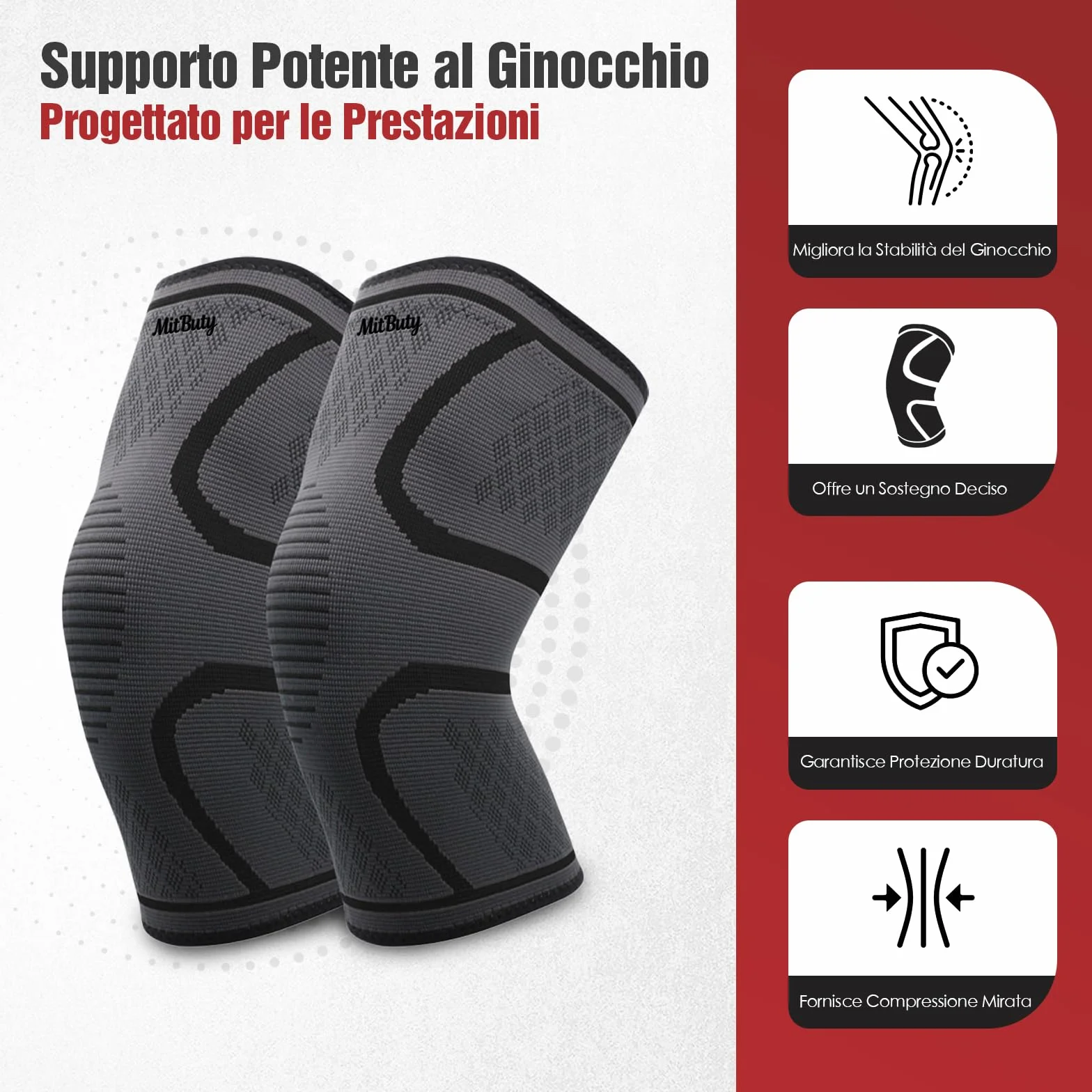Ginocchiera Ortopedica Sportiva per Palestra Corsa Ciclismo Escursionismo - Set da 2 Tutore Ginocchio Fascia Uomo Donna (S: 35-41 cm)