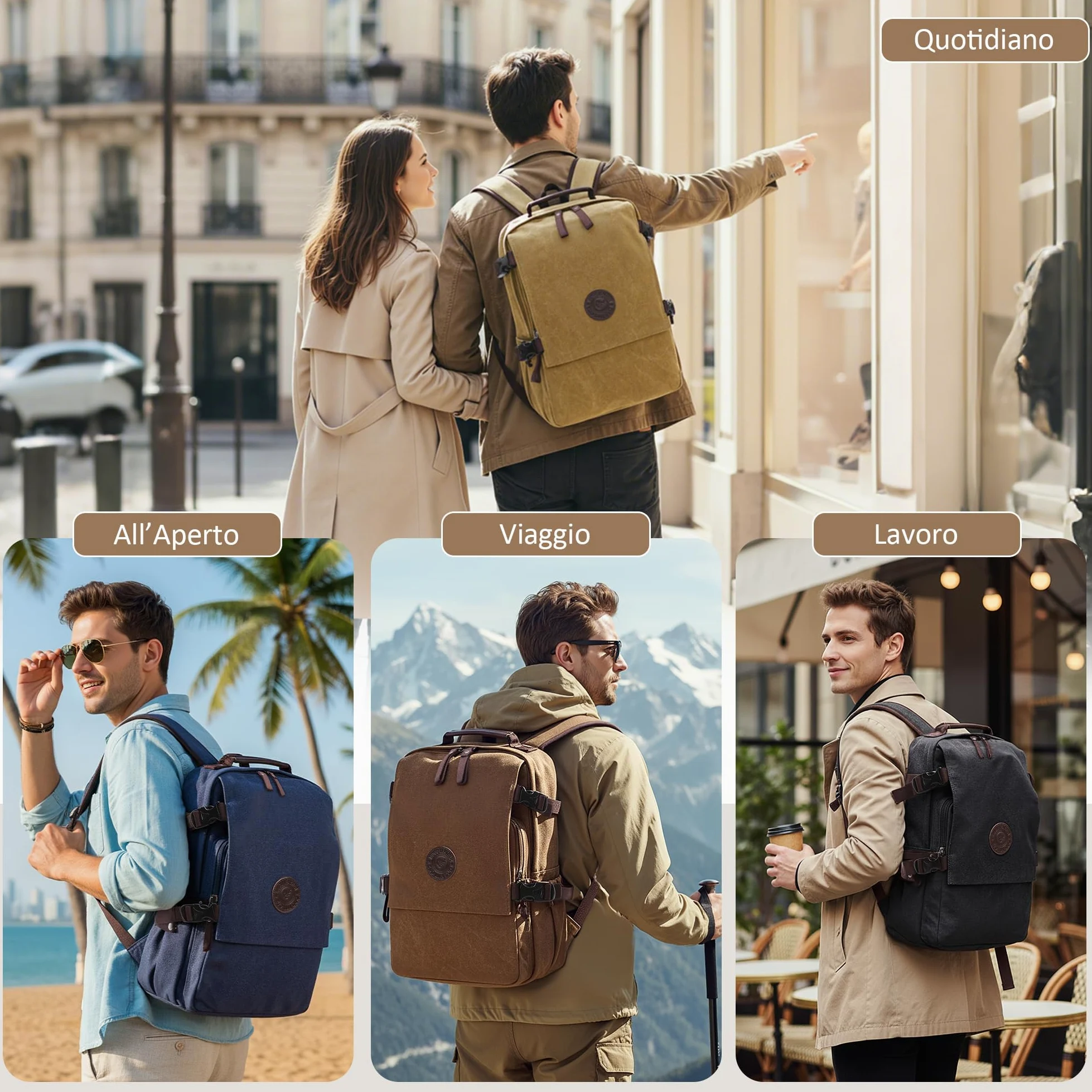 Zaino per Laptop Uomo Tela Zaino Viaggio Adatto per Laptop da 15.6 pollici Outdoor College Campeggio Lavoro Casual Alpinismo Grande Capacità Durevole Blu