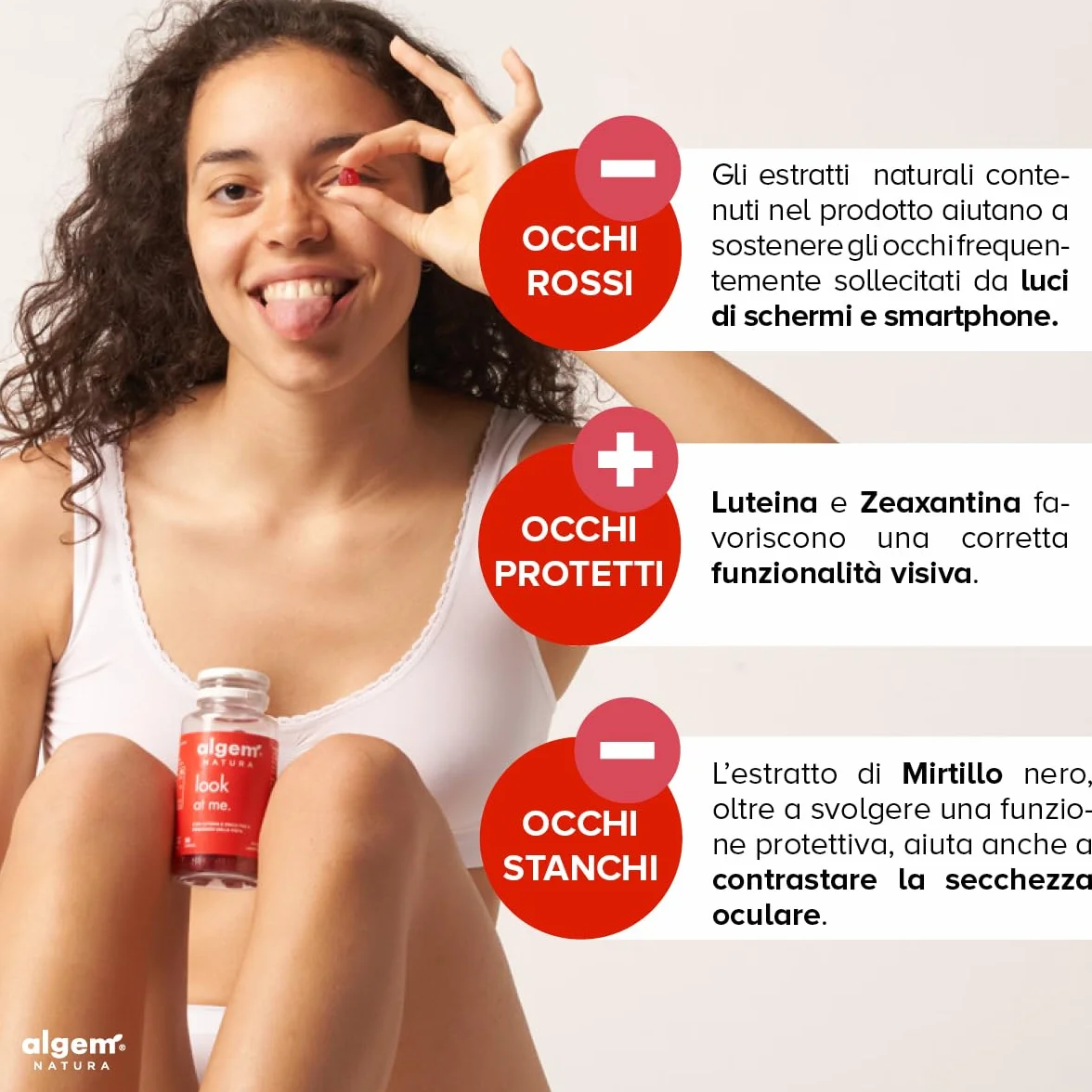 Algem Natura Luteina e Zeaxantina Integratore Occhi Vista 90 Gommose Mirtillo Nero Vitamina C E Zinco