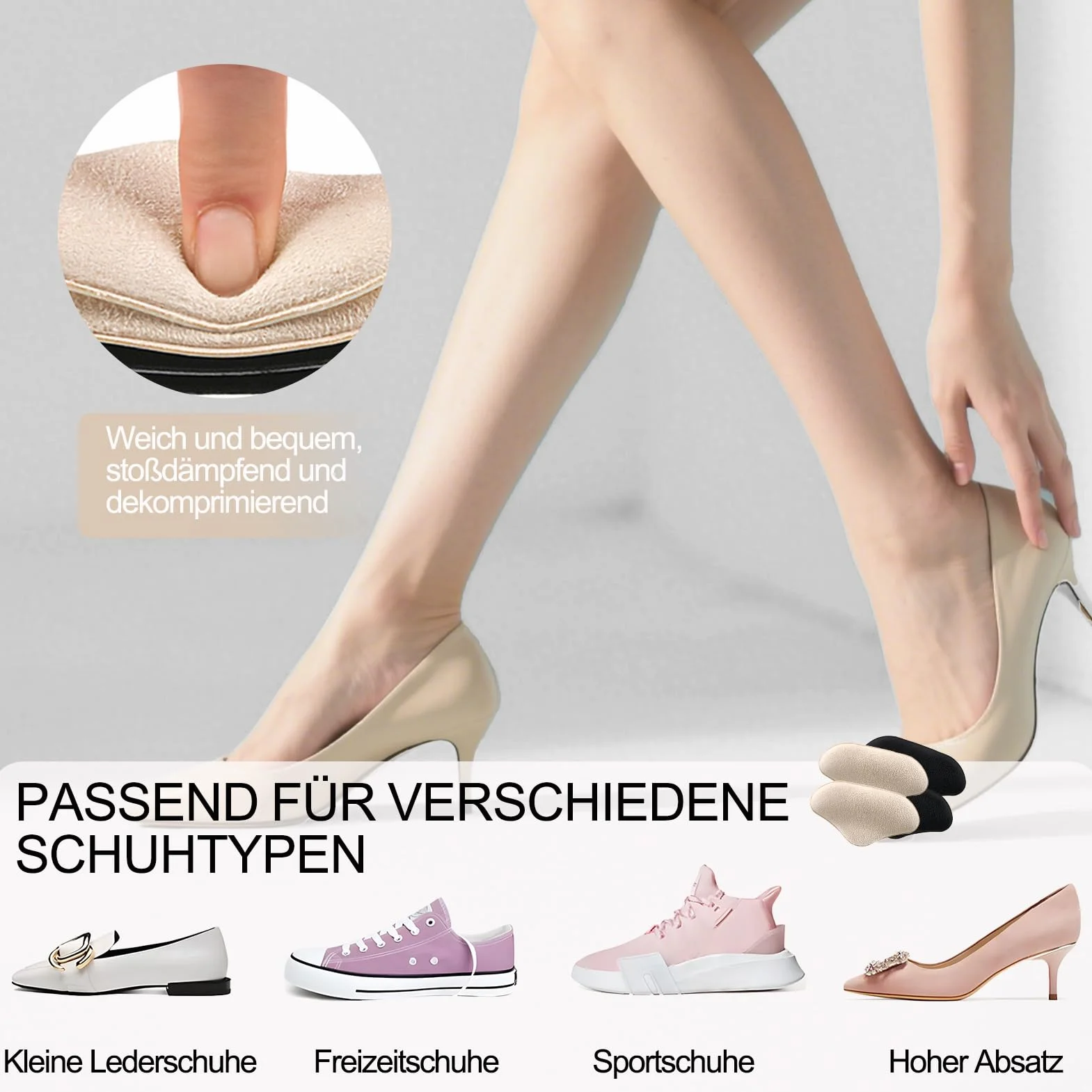 Cuscinetti Tallone per Scarpe Grandi, Inserti in Spugna, Kit Riparazione Tacchi con Toppe