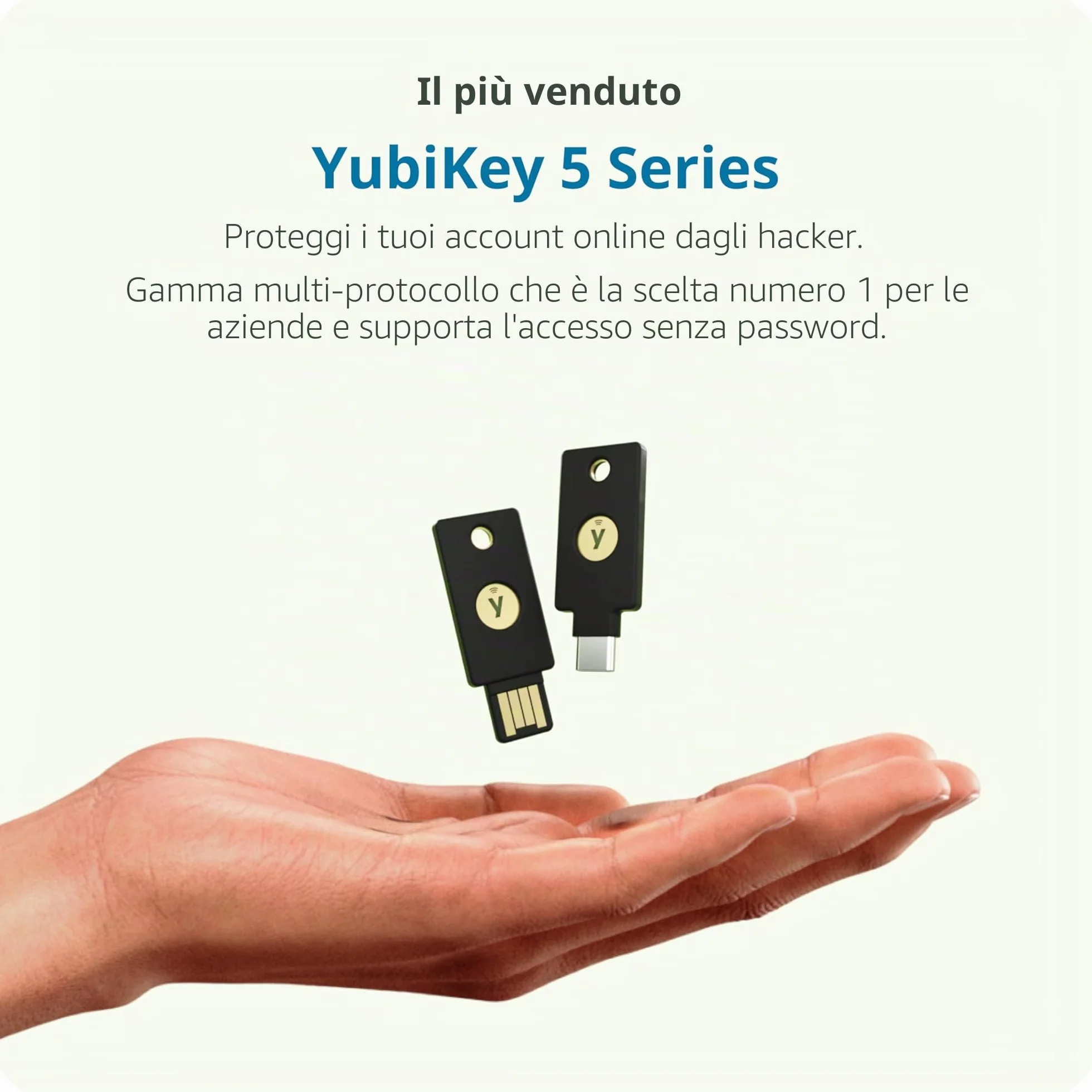 Yubico – YubiKey 5C – Due Factor Autentication USB e NFC Security Key, adatta alle porte USB-C e ai dispositivi mobili supportati NFC – protegge i vostri account online con More Than a password.