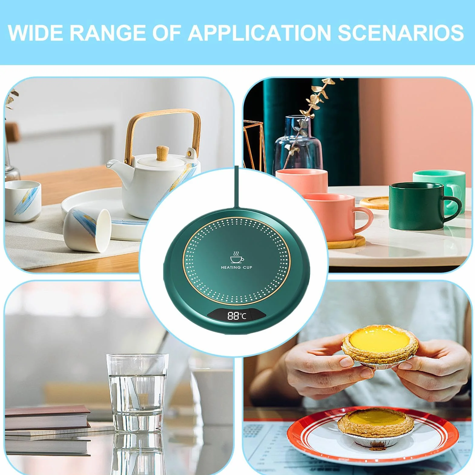 Scaldacaffè | 3 Livelli Temperatura Piastra Riscaldante USB Intelligente 20W | Dispositivo Riscaldante Per Cucina Sala Da Pranzo Regalo Casa - Accessorio Alimentare Termico per Bevande Calde