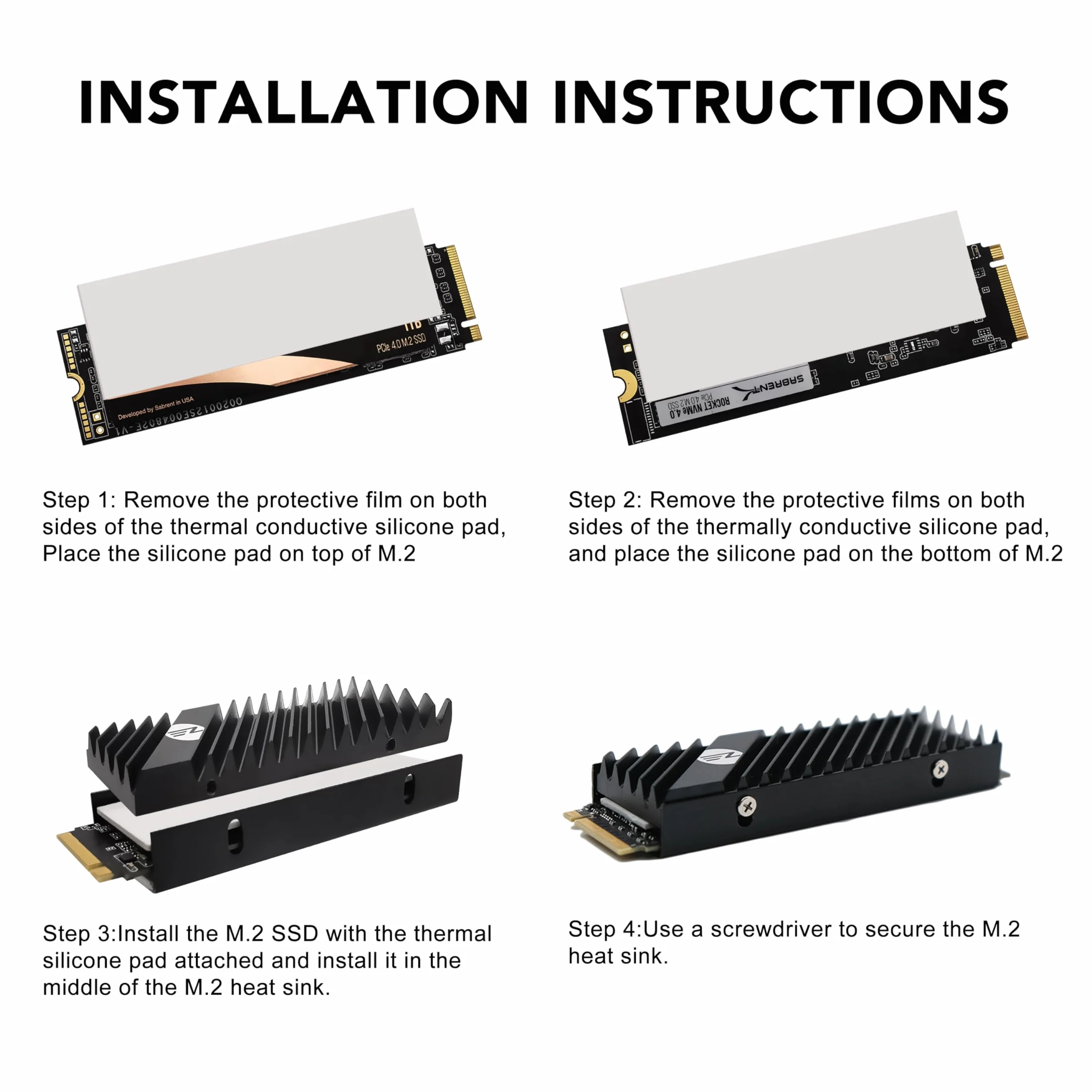 EZDIY-FAB M.2 2280 Dissipatore di Calore SSD,Dissipatore di Calore Bifacciale,Raffreddatore SSD ad Alte Prestazioni per PC/PS5 per PCIE NVME M.2 SSD o SATA M.2 SSD-Nero