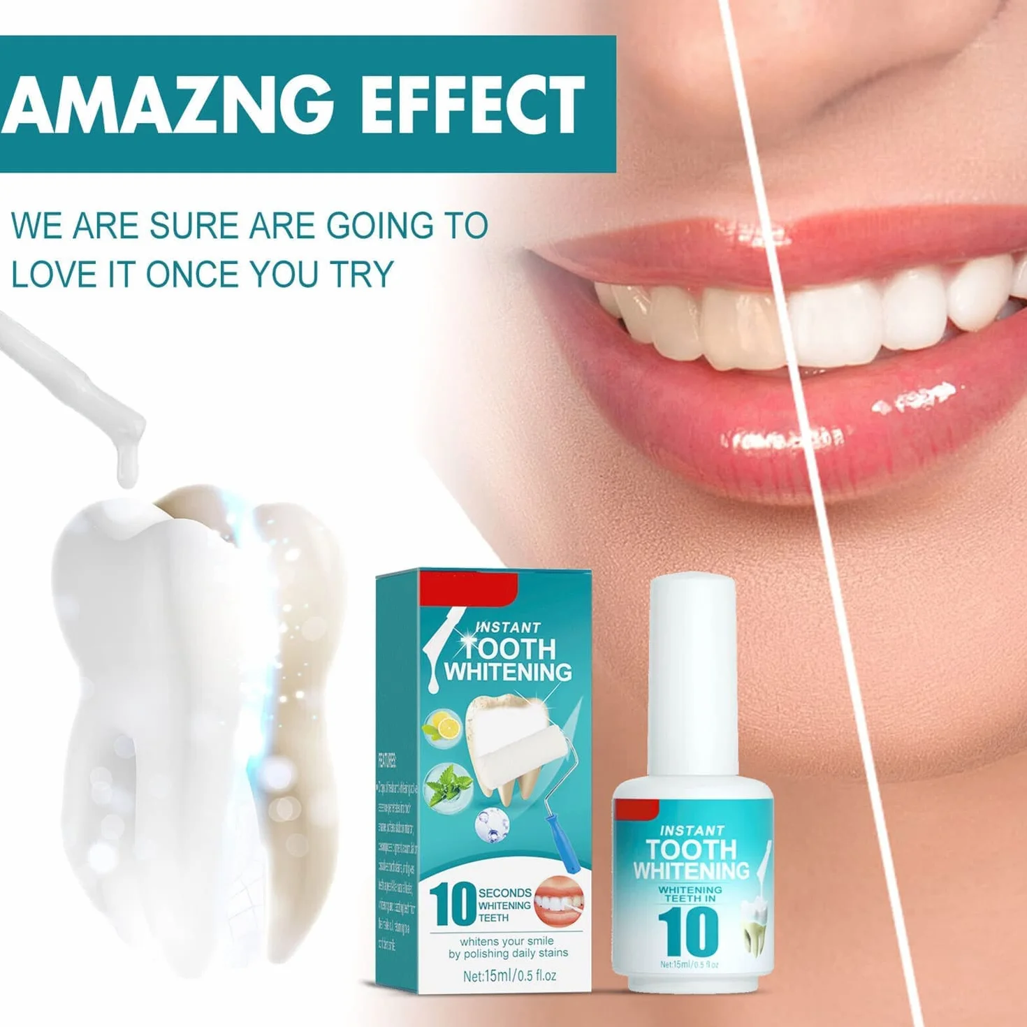 Tooth Polish Uptight Teeth Whitening Paint 15 ml 2 Pezzi
