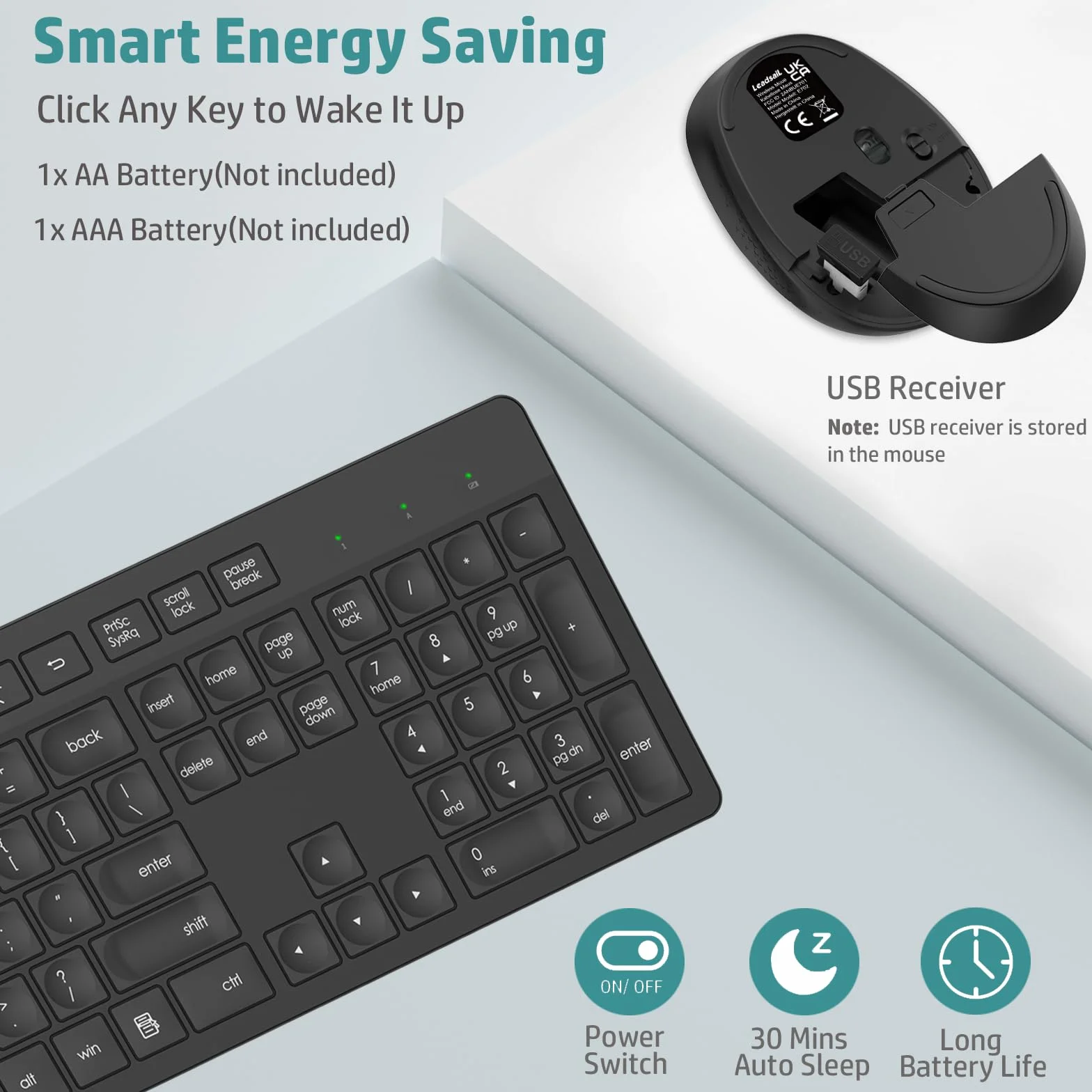Set Wireless con Tastiera e Mouse K786 Nero