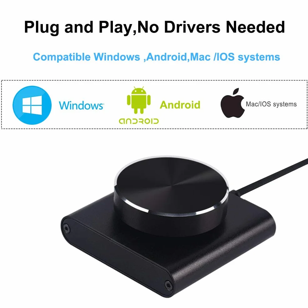 Manopola di Controllo del Volume USB con Funzione Muto/Pausa per Computer, Controller Audio Nero