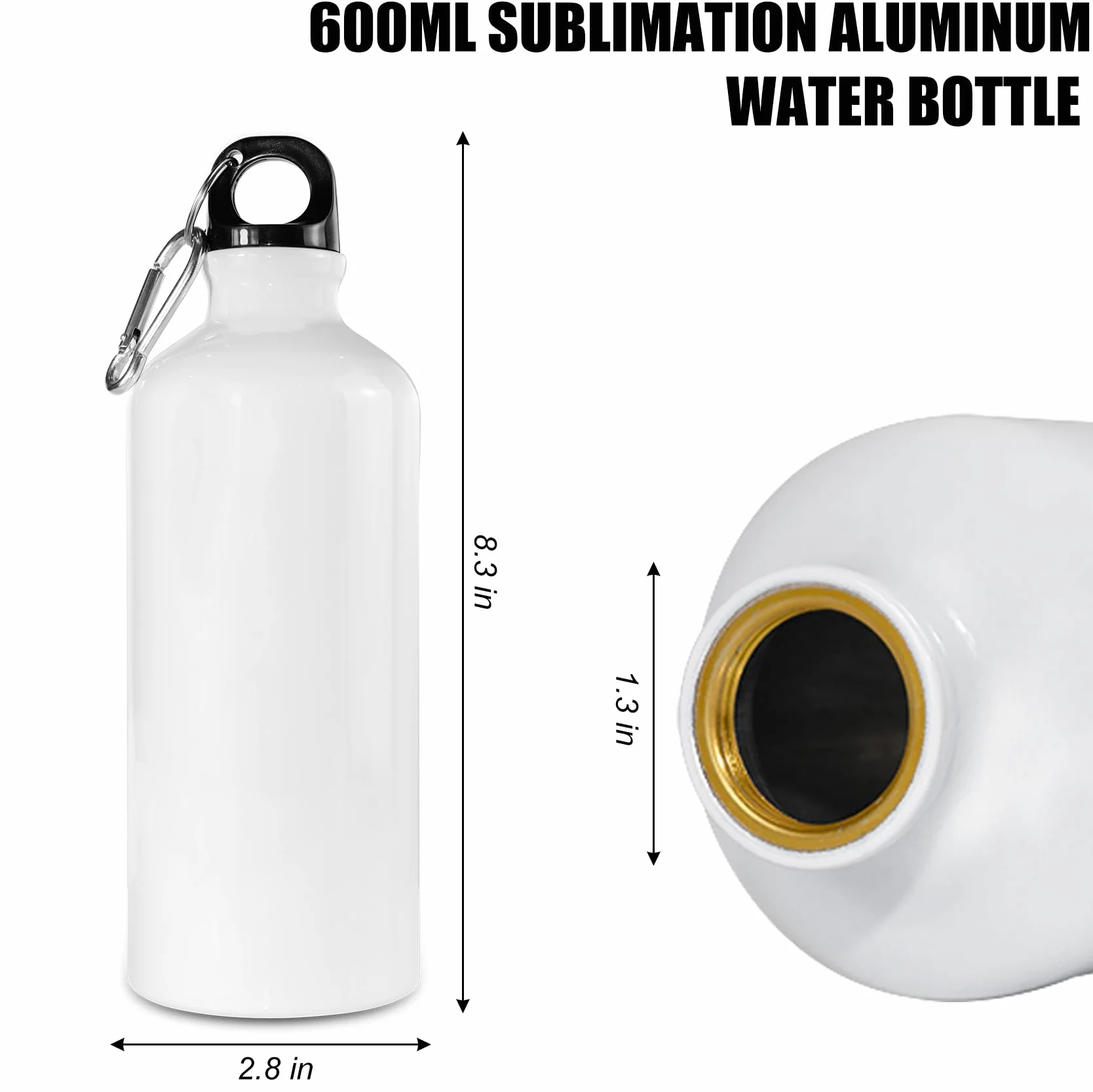 MR.R 10pcs 20oz 600 ml sublimazione bianca in alluminio in alluminio sport bottiglia di bottiglia per la stampa di trasferimento di calore sublimazione