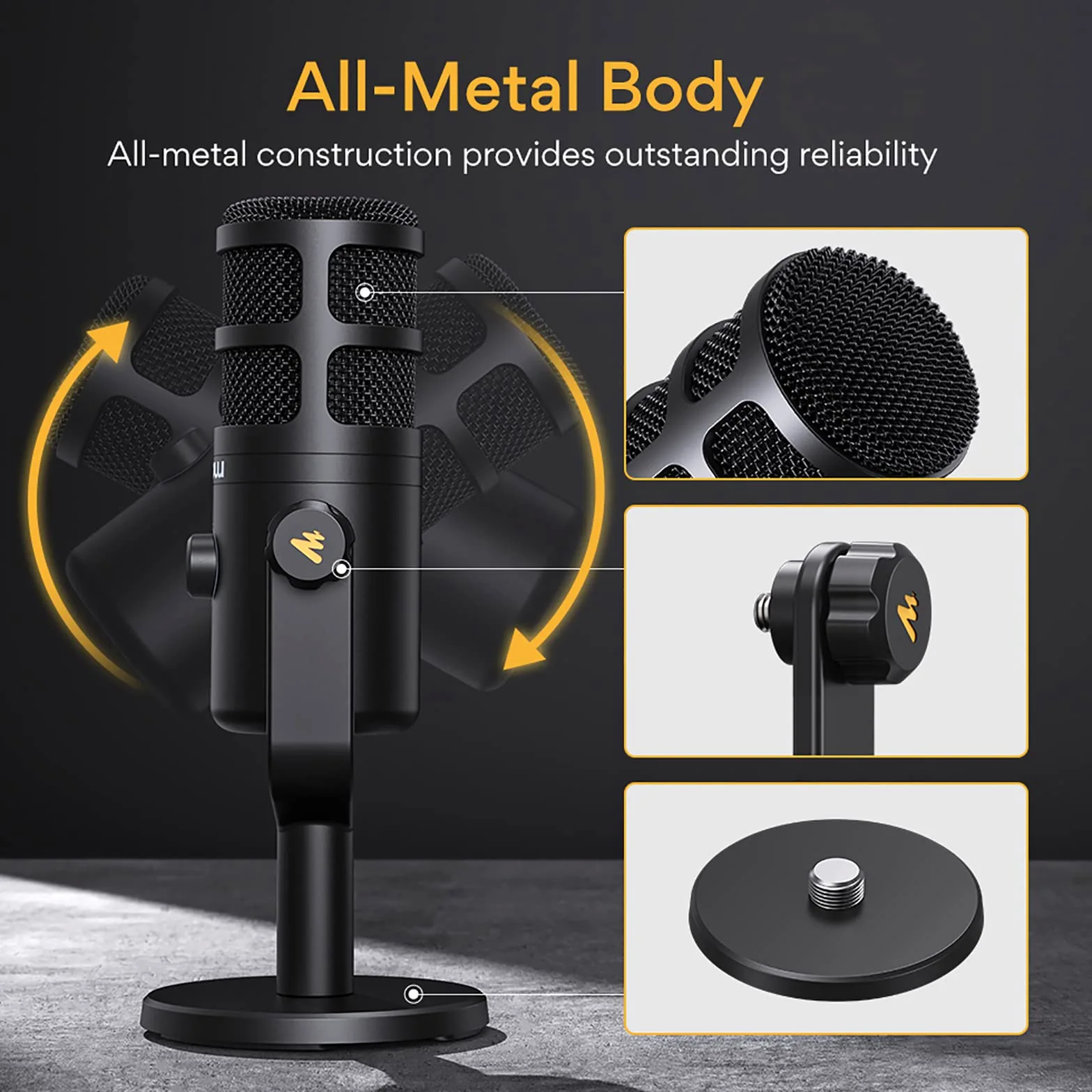 Microfono USB, Microfono Cablato Per Registrazione Dal Vivo E Doppiaggio, Rete a Prova Di Pop a Doppio Strato Integrata, Adatto Per Podcasting, Streaming Multimediale E Creatori Di Contenuti
