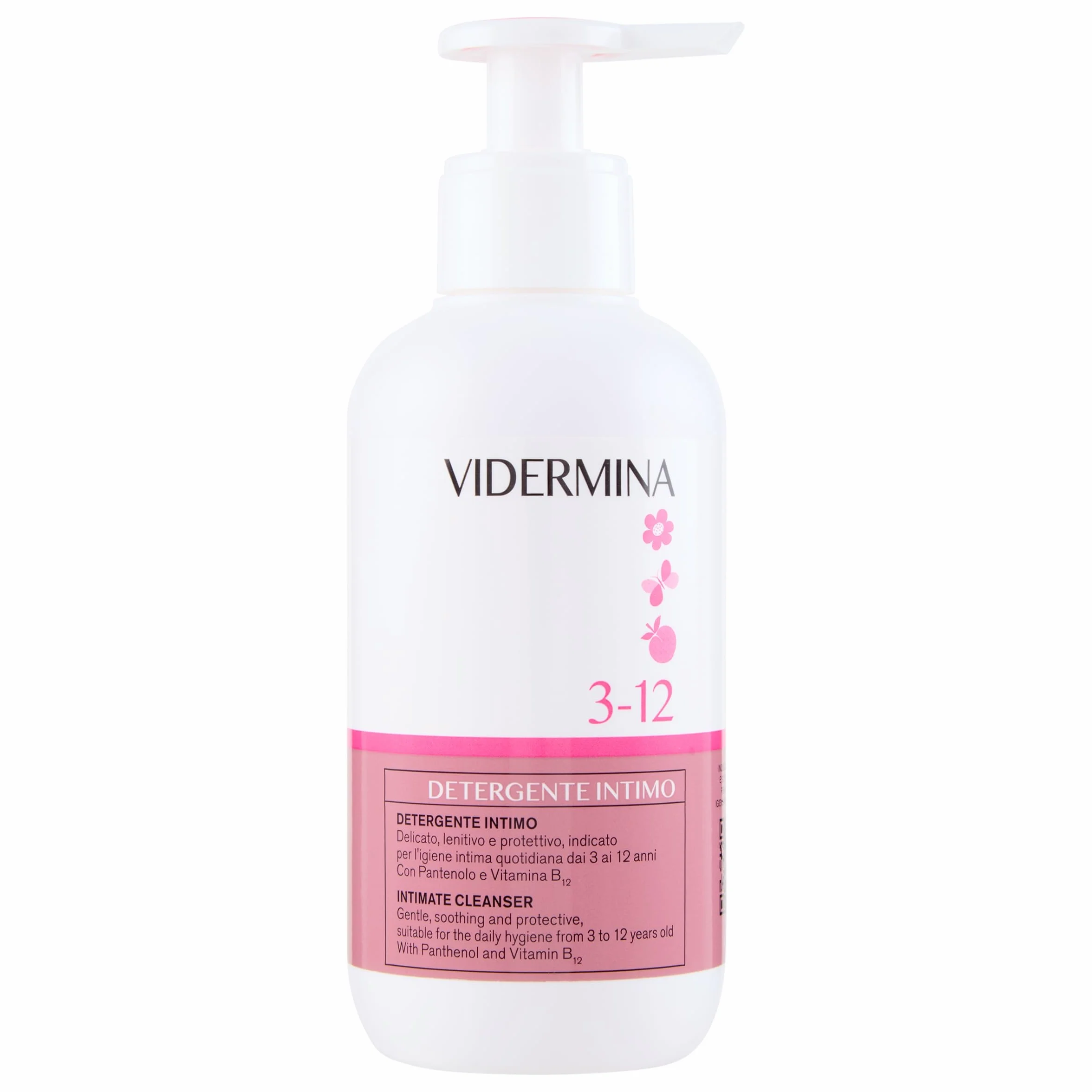 Vidermina 3-12 Detergente Intimo 250 ml pH 5.2 Bambini Igiene Intima con Pantenolo Vitamina B12